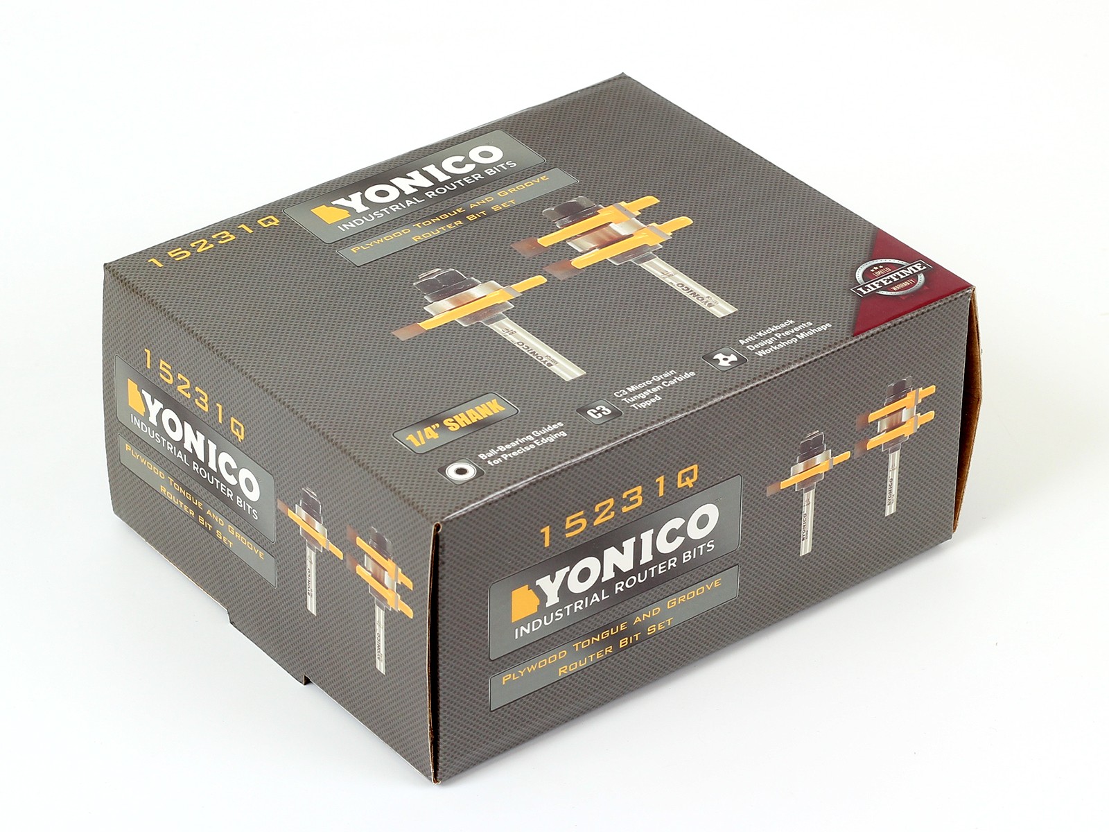 1/4″ Plywood Panel 2 Bit Tongue & Groove Router Bit Set – 1/4″ Shank – Yonico 15
