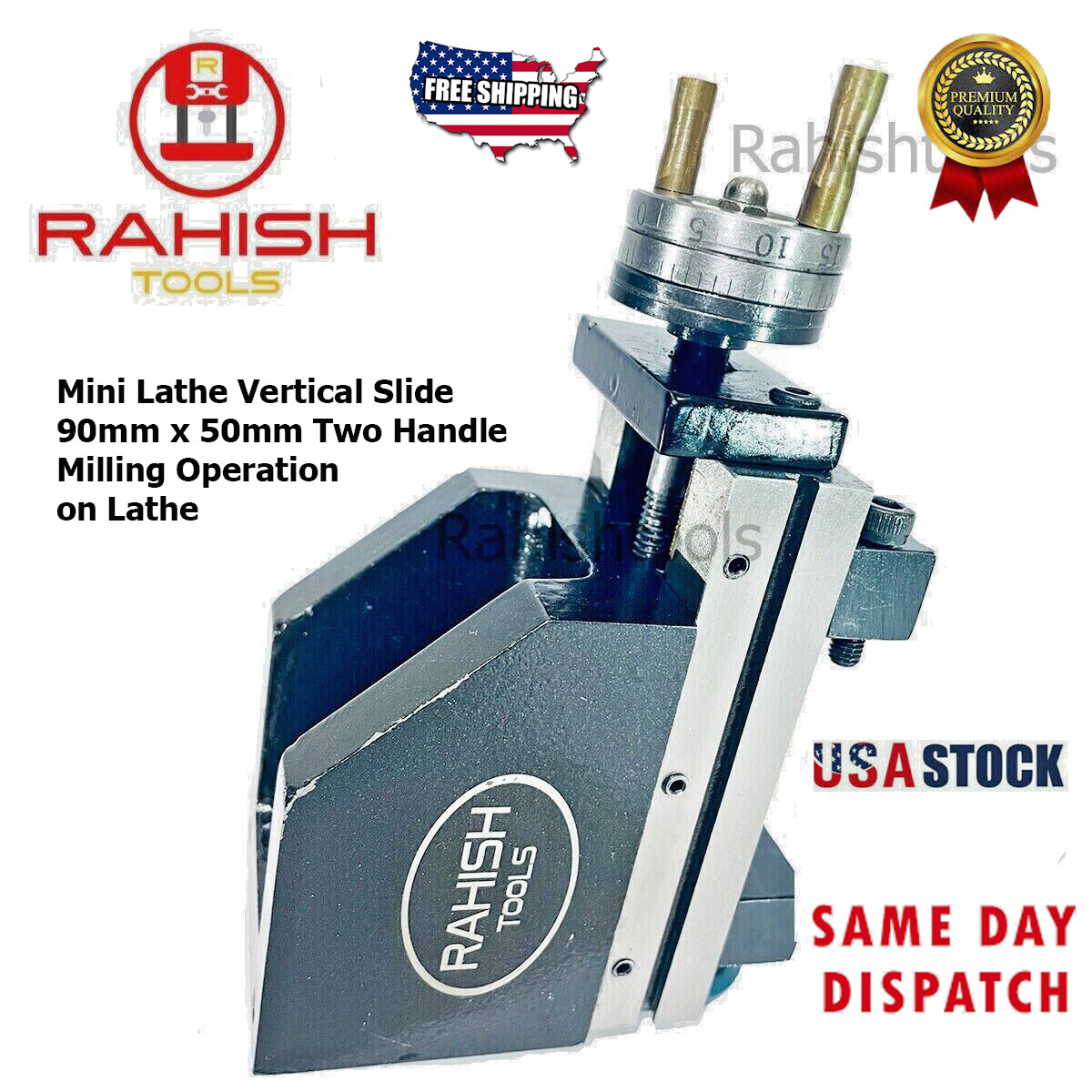 Mini Lathe Vertical Slide 90mm x 50mm Two Handle Milling Operation on Lathe USA