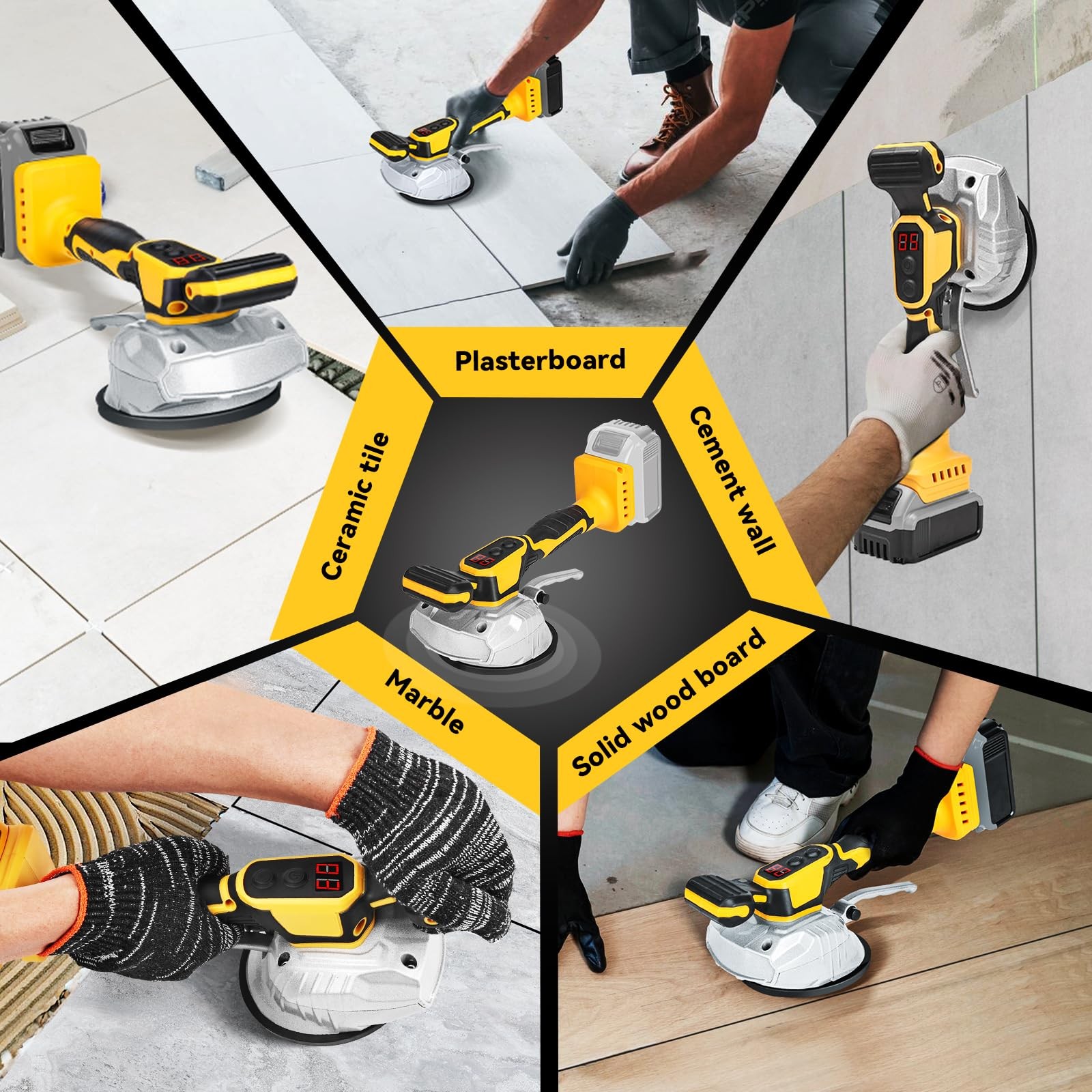 Cordless Tile Vibration Tool Compatible with DeWALT 20V Battery: Portable Tiler
