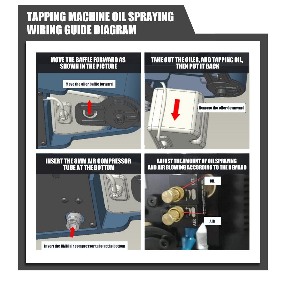 Auto Oiling M4-M20 Electric Tapping Machine Tapper Universal 360 Degree 550RPM