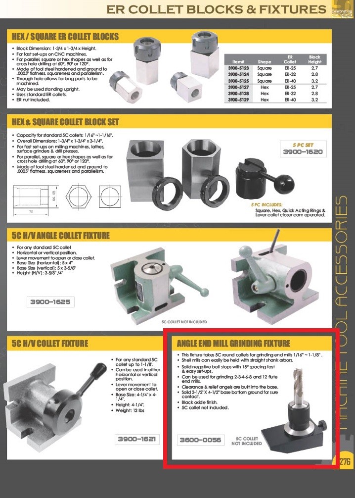 5C ANGLE END MILL GRINDING FIXTURE (3600-0056)