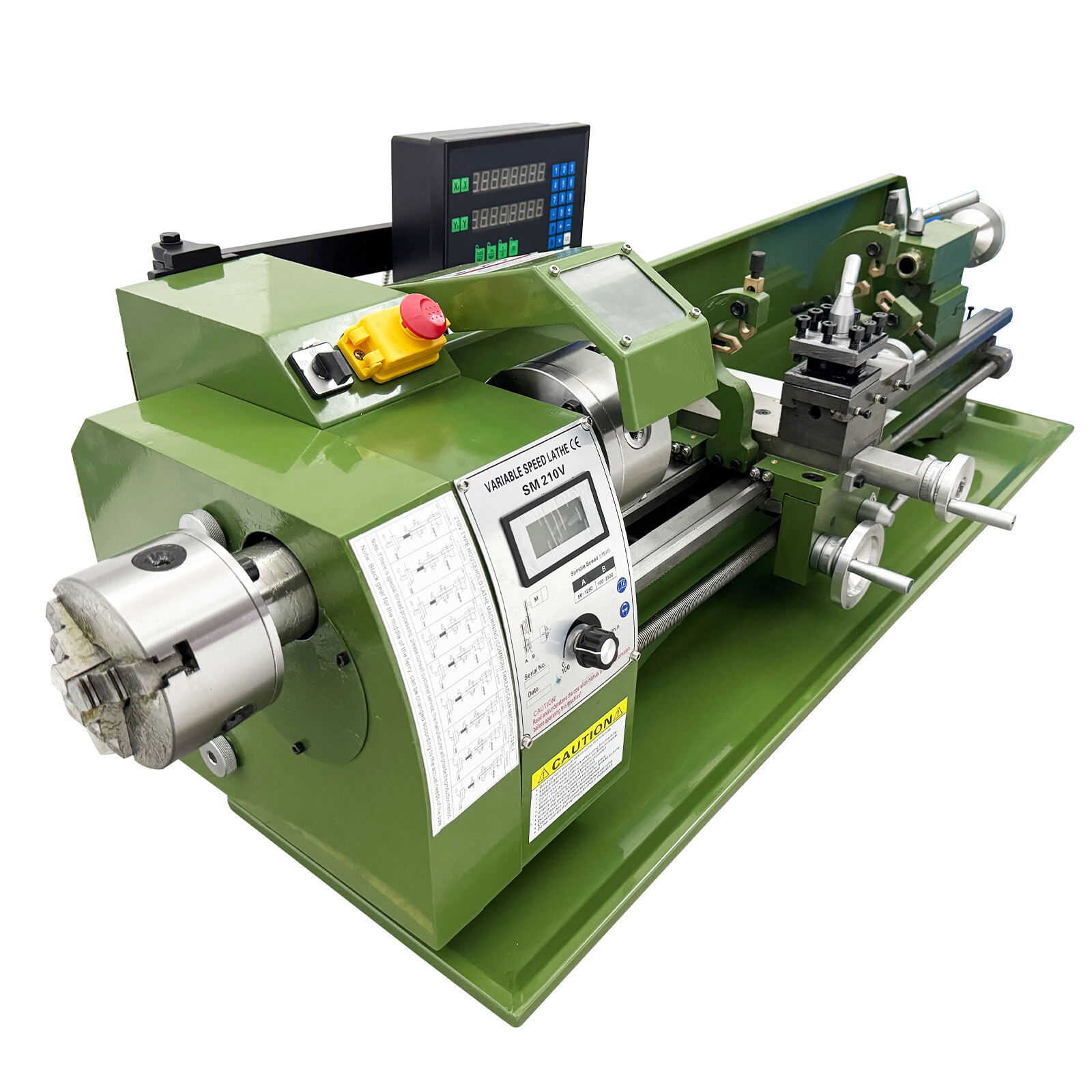 110V Double Chuck Metal Lathe Brushless Motor with Grating Ruler Imperial Thread