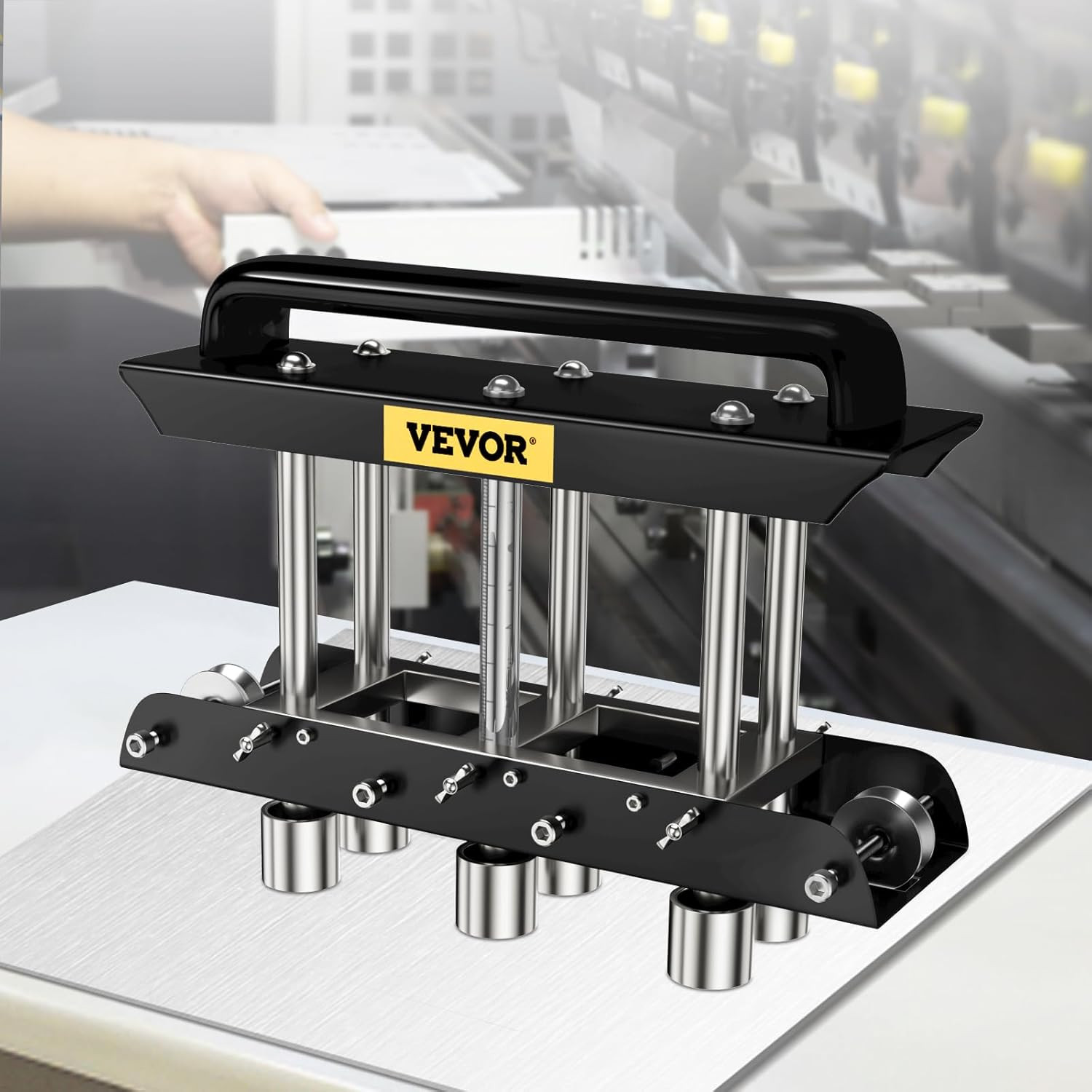 Three-Station Edge Roller Bender for 0-90° Metal Bending, Black/Silver