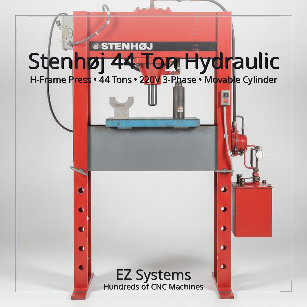 Stenhøj 44 Ton Hydraulic H-Frame Press 44 Tons 220V 3-Phase Movable Cylinder
