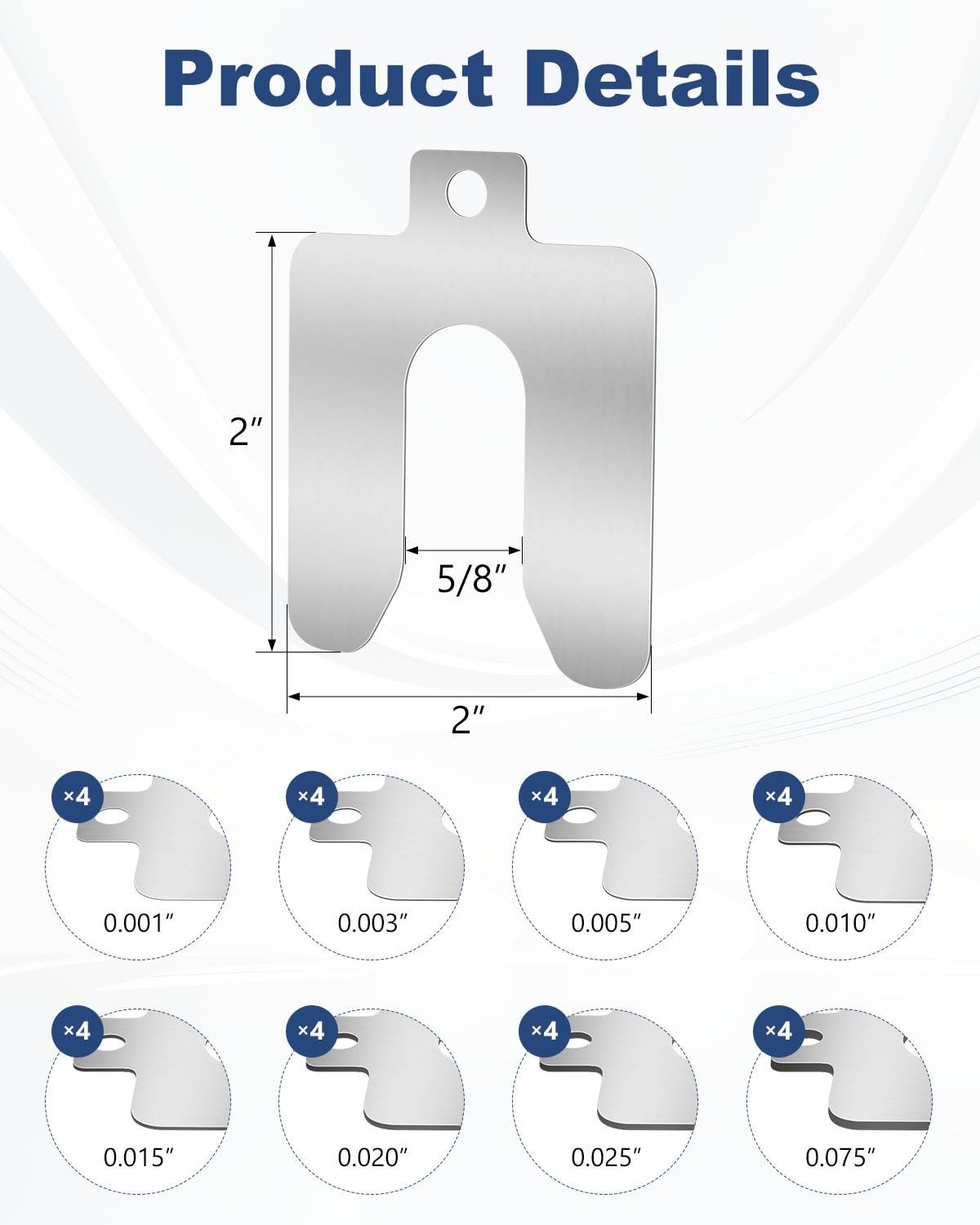 Metal Shims for Leveling, MUZIK 32 Piece Stainless Steel A 2″ x 2″, Silver