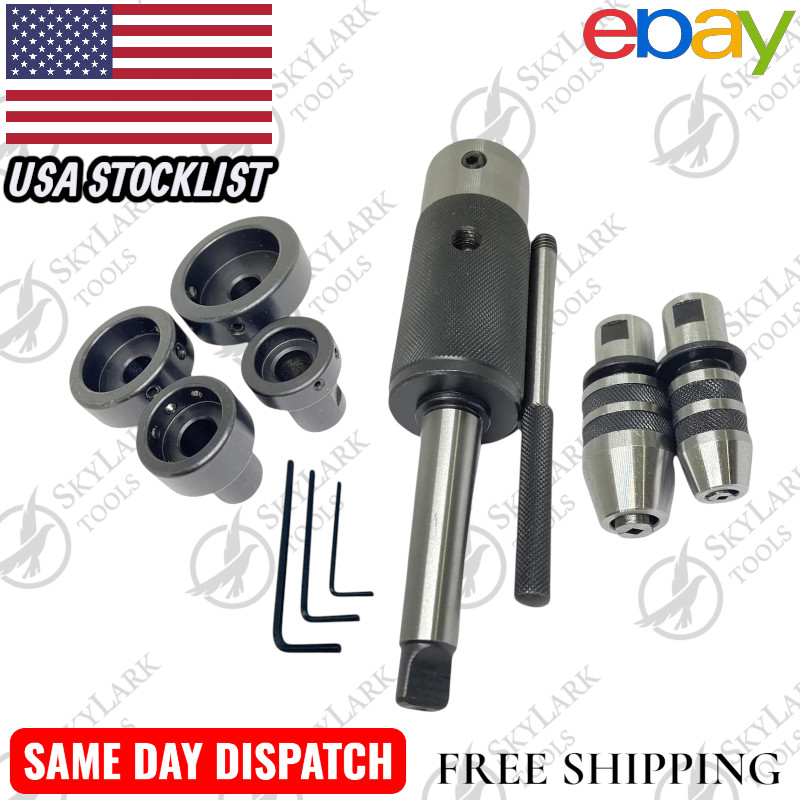 MT2 Sliding Floating Lathe Tailstock Tap & Die Holder Set 9Pc | Morse Taper MT2