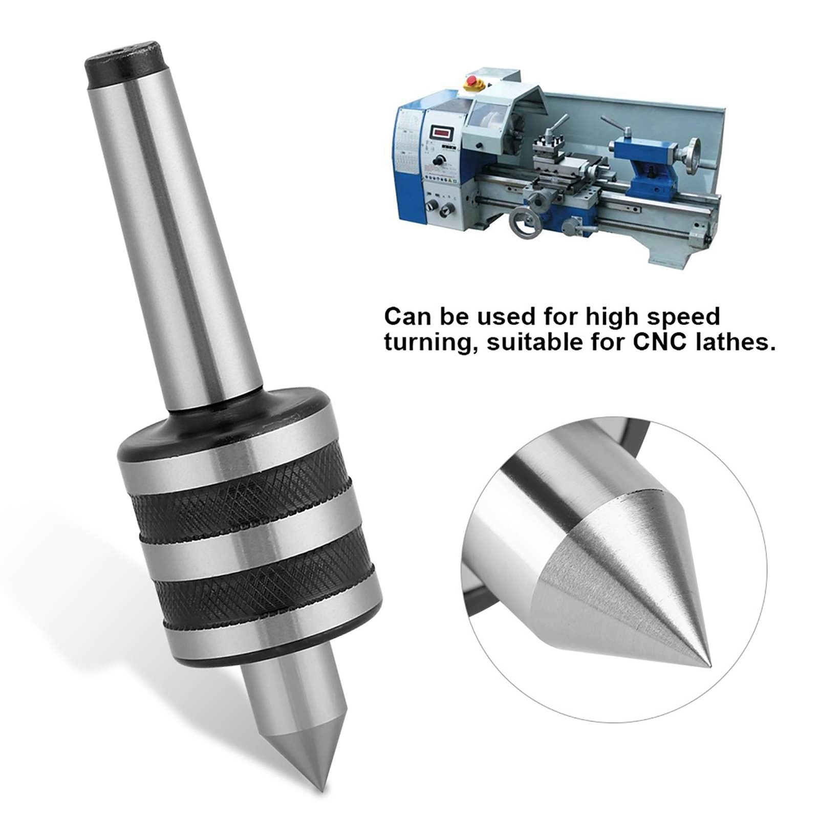 MT2 Live Revolving Center High Medium Speed Lathe Tailstock 0.01 Accuracy