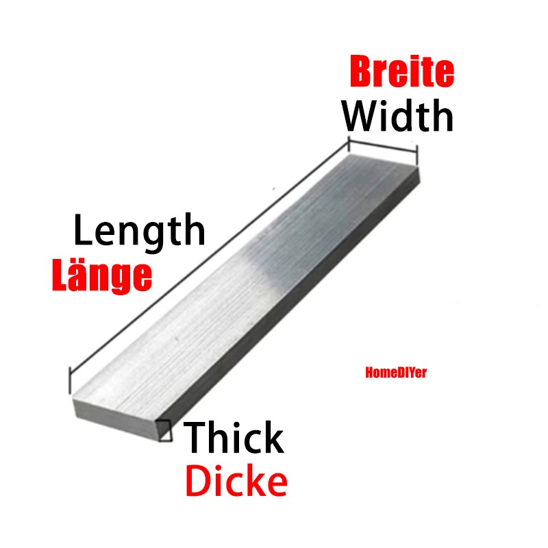 Aluminium Flat Bars Strips Metal Plate 100mm Length 6mm –100mm Wide Cut To Size