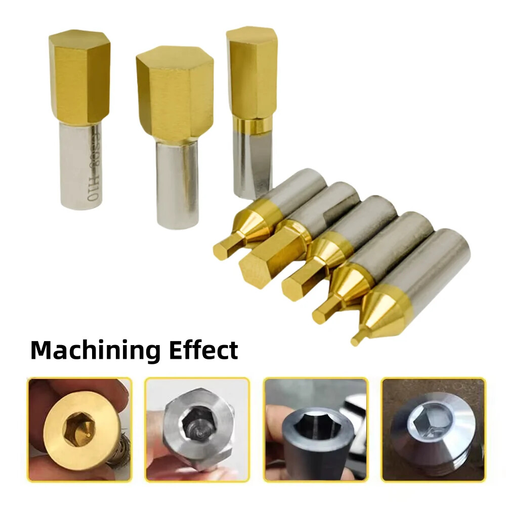 CT08 HSSTin Rotary Broach Punching Cutter Tool 8mm Shank Inner Hexagon for Steel
