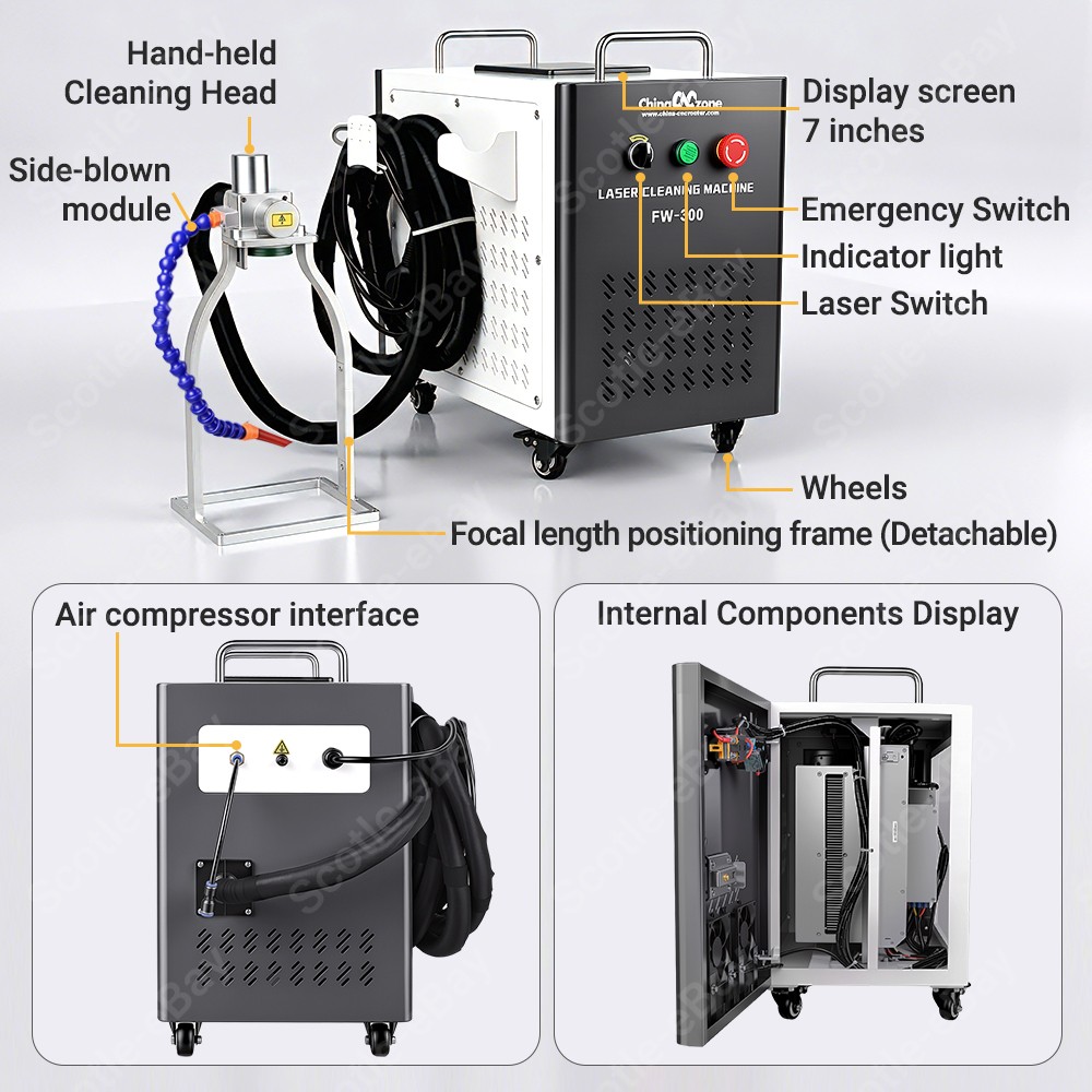 JPT 300W Pulsed Laser Cleaning Machine F Cleaning Furniture/Paint/pavement/Stone