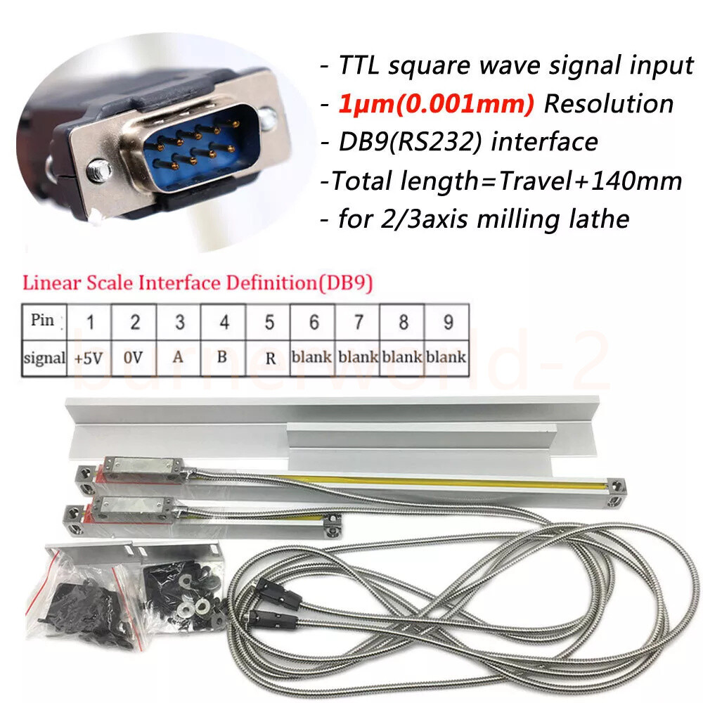 2 Axis 12″ & 36″ Digital Display TTL Linear Scale Glass Scale DRO Display Lathe