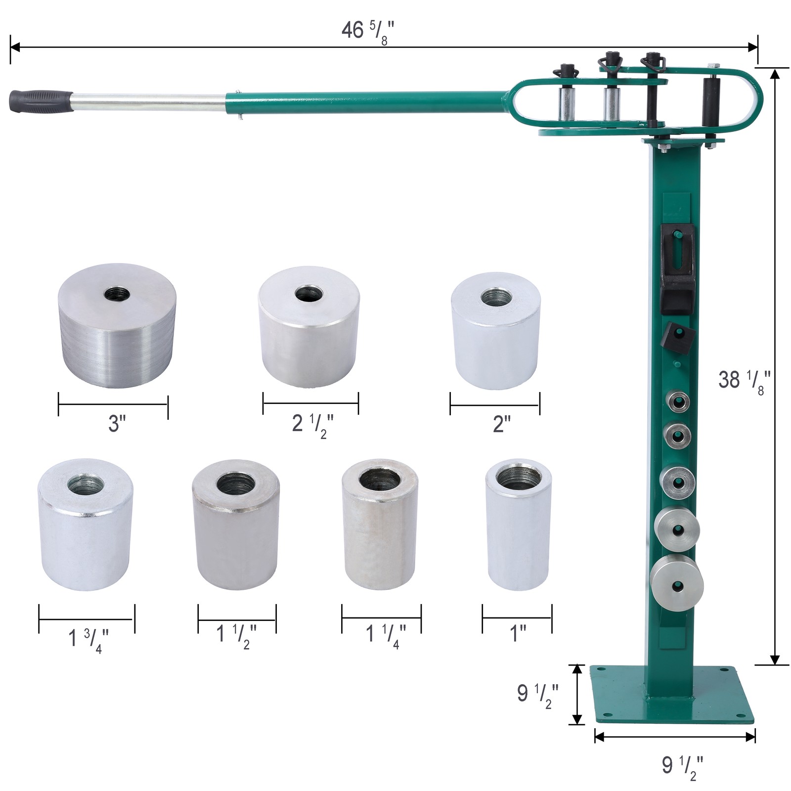 Green Pedestal Floor Compact Bender 7-Dies Versatile 44 Ft. Mount Telescoping Ha