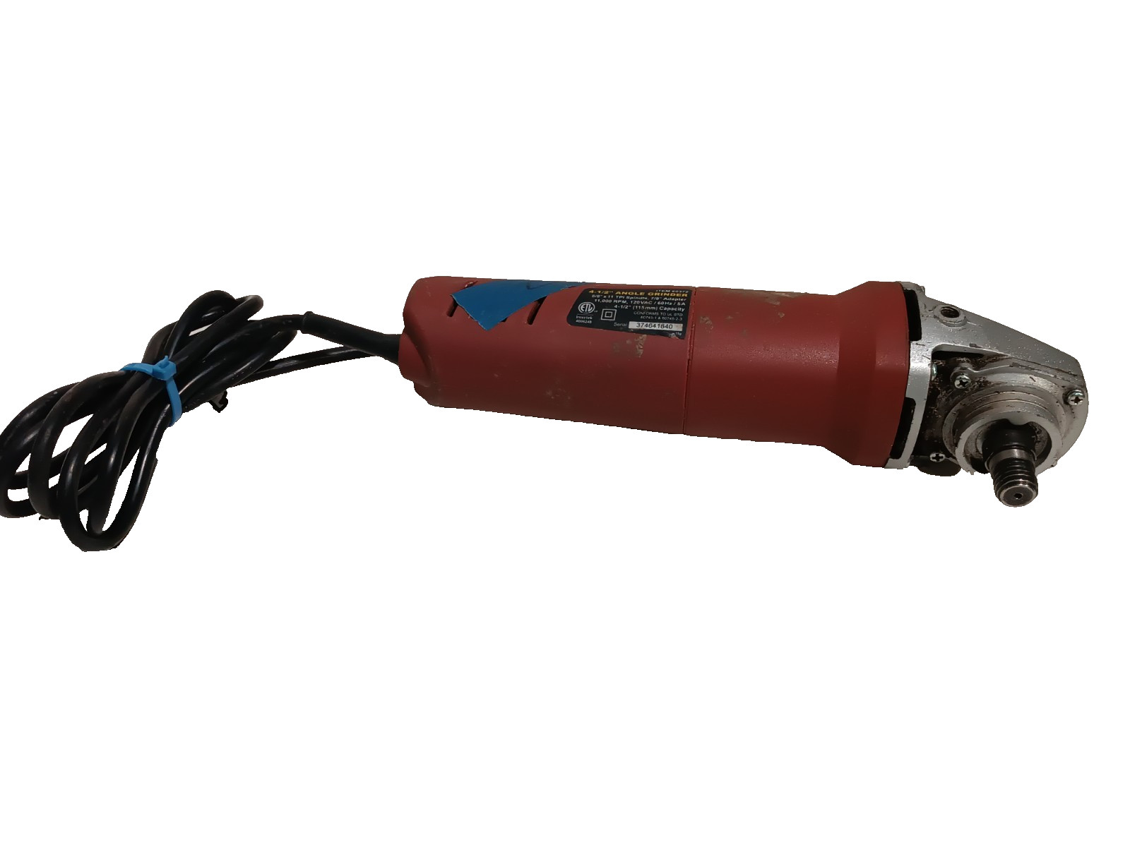 Chicago Electric 60372 4.5″ corded angle grinder, 7/8″ adapter, 11000RPM, 120VAC