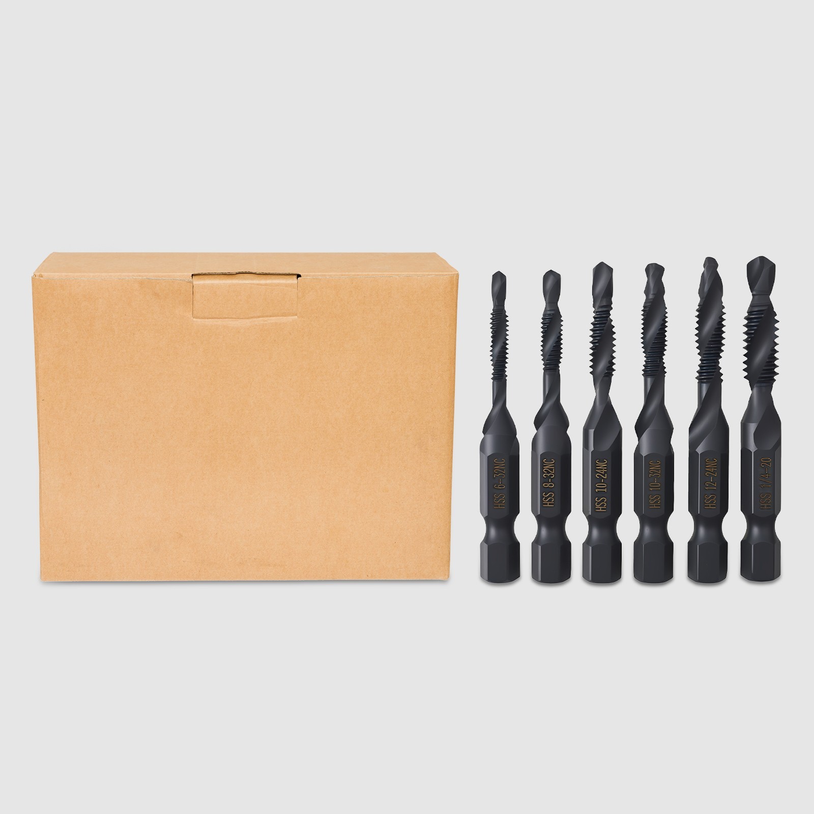 Black Drill Tap Set, 6-Piece Drill Tap Set, American Standard Drill Tap Set