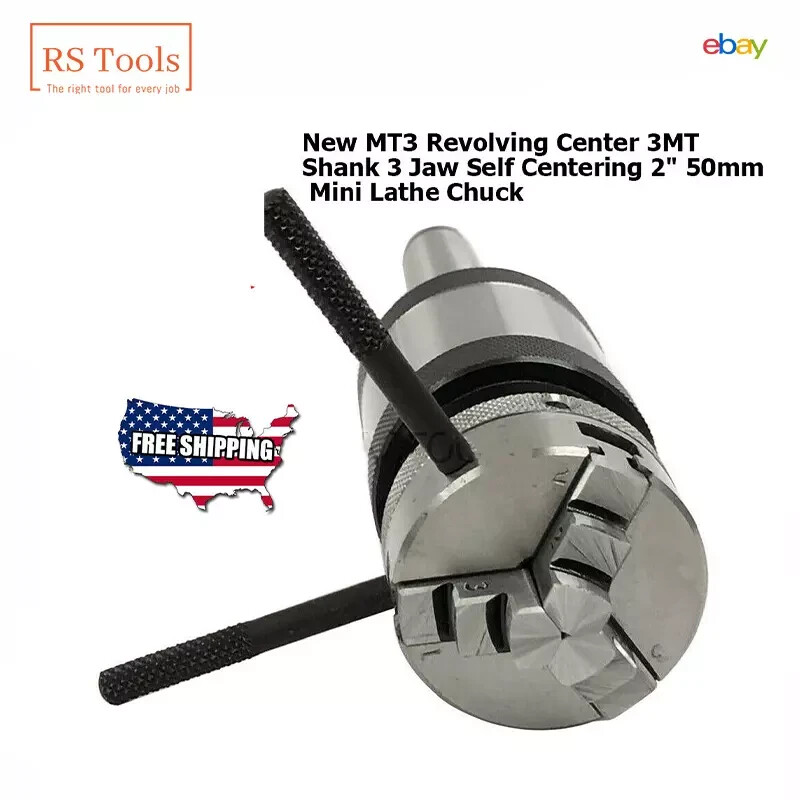 Mini Lathe Chuck MT3 Revolving Center 3MT Shank 3 Jaw Self Centering 2″ 50mm