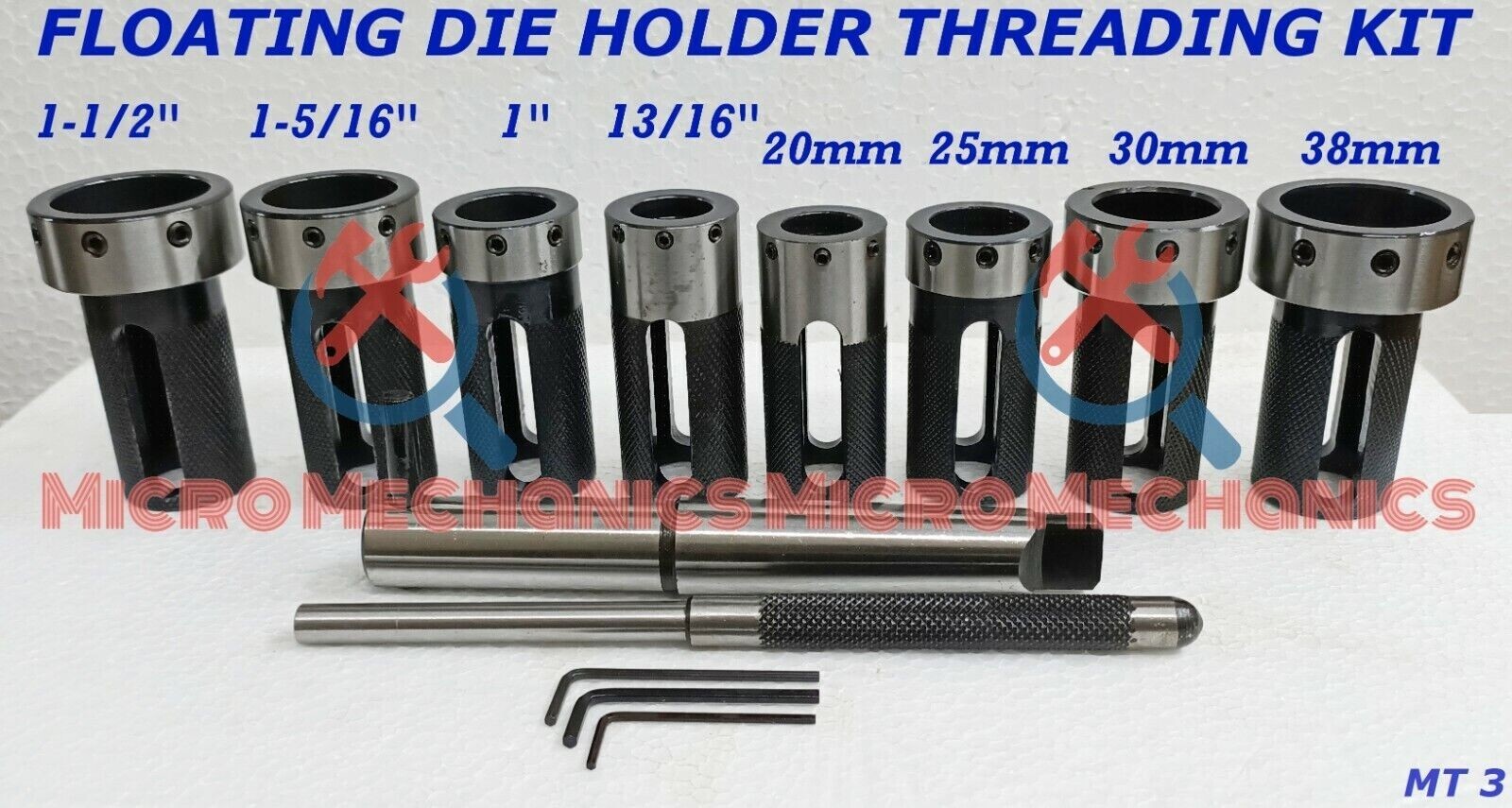MT3 Lathe Tailstock Die Holder Set Floating Type 3MT Shank Threading Kit