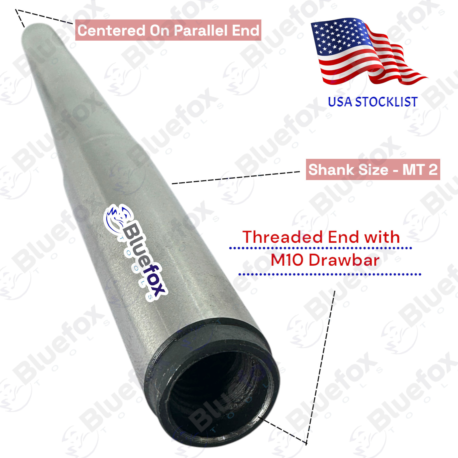 Precision Morse Taper 2 Lathe Alignment Test Mandrel Bar 283mm Long M10 Tapped