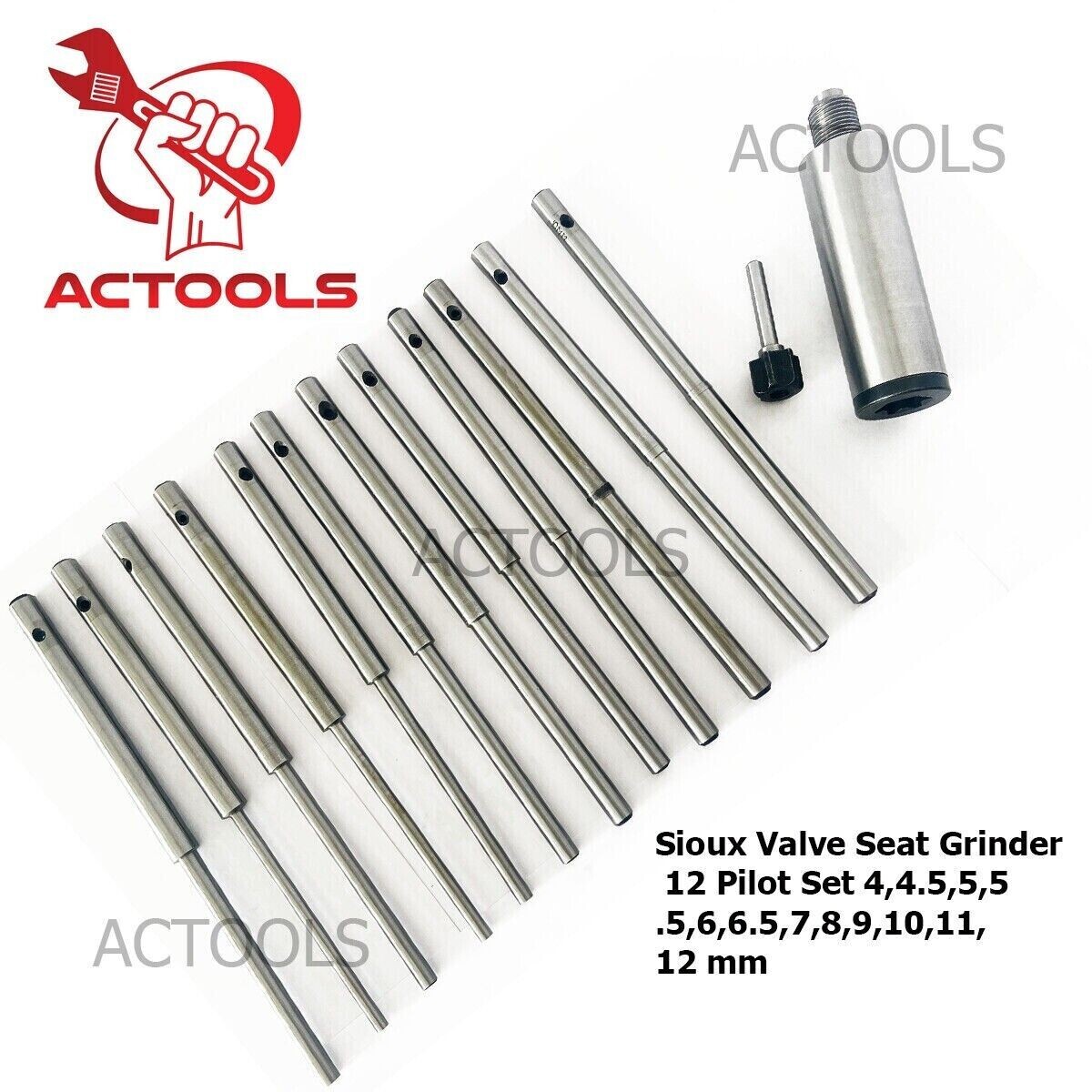 12 Pcs Sioux Valve Seat Grinder Pilot (4mm -12mm) With Holder 11/16 USA