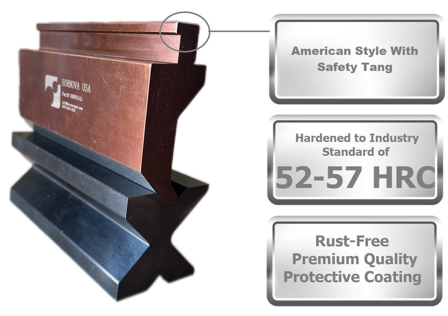 NEW 6” American Type Press Brake Punch (Height: 3.03″) & 4-Way Die (2.36″sq)