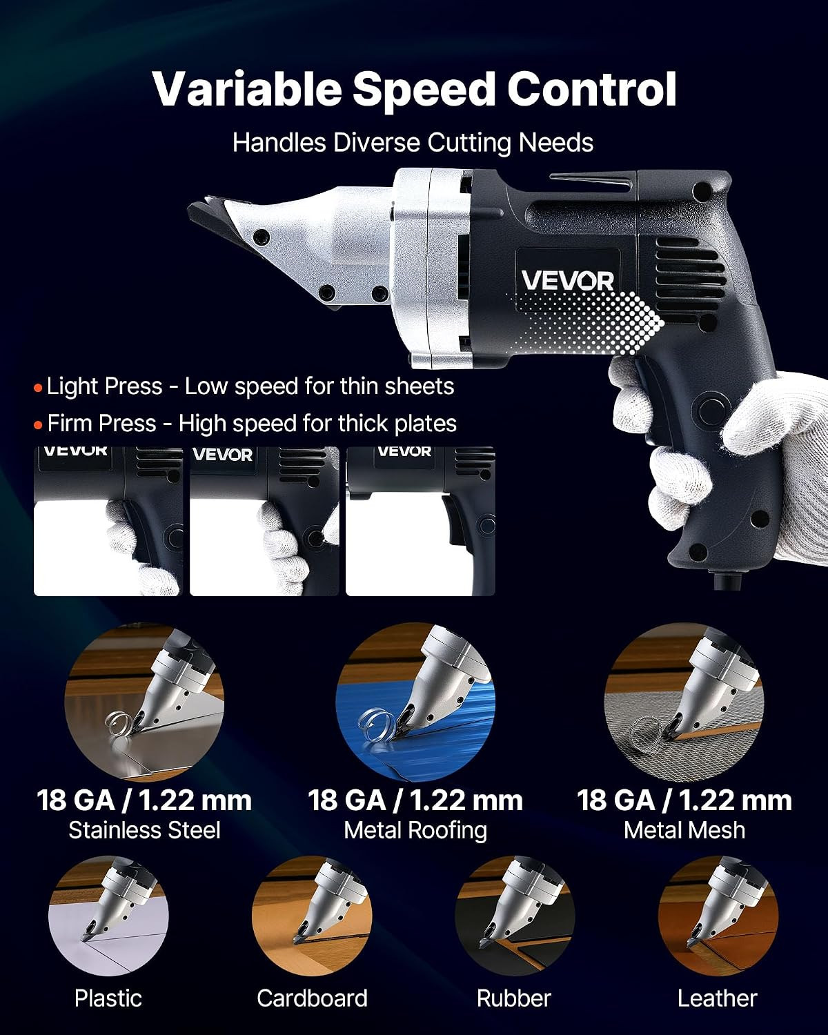 Electric Metal Shear, 4.0-Amp Corded Sheet Metal Cutter with 360-Degree Swivel H