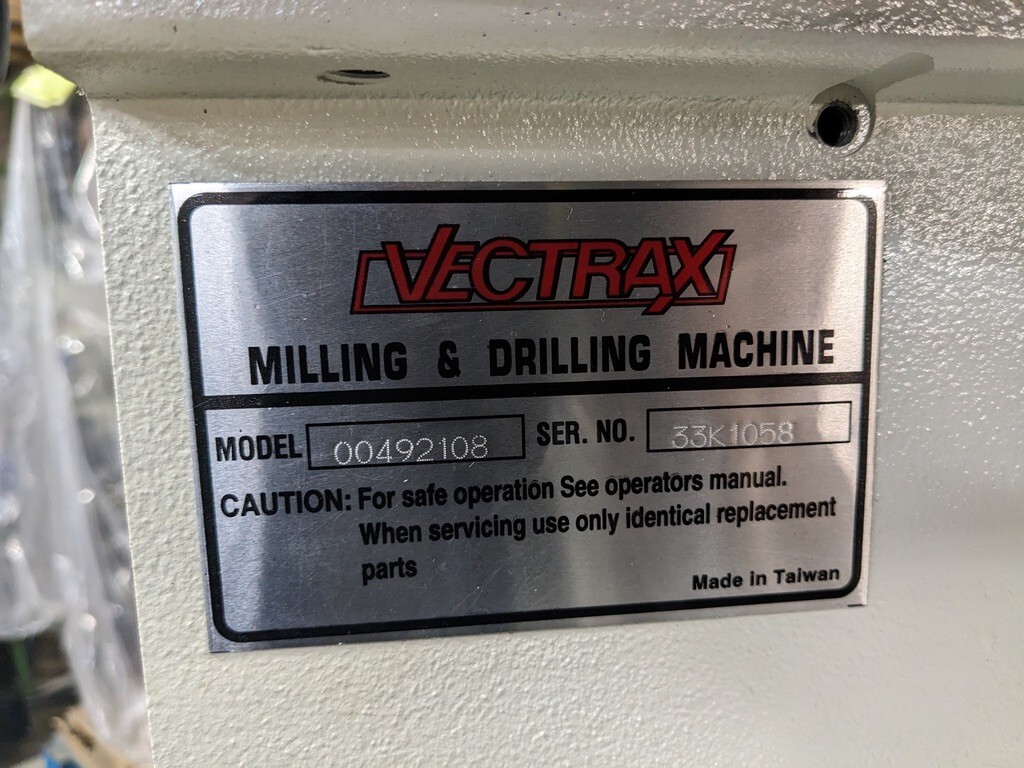 Vectrax 20" Variable Speed Mill / Drill 170 – 2000 RPM 2 HP 220v Parts / Re