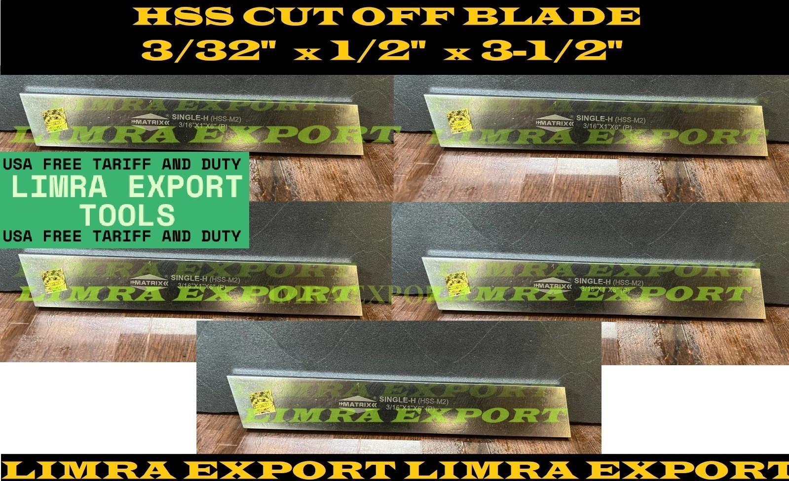5x Cut Off Parting Blade High Speed Steel 3/32″ Inch x 1/2″ Inch x 3-1/2″ Inch