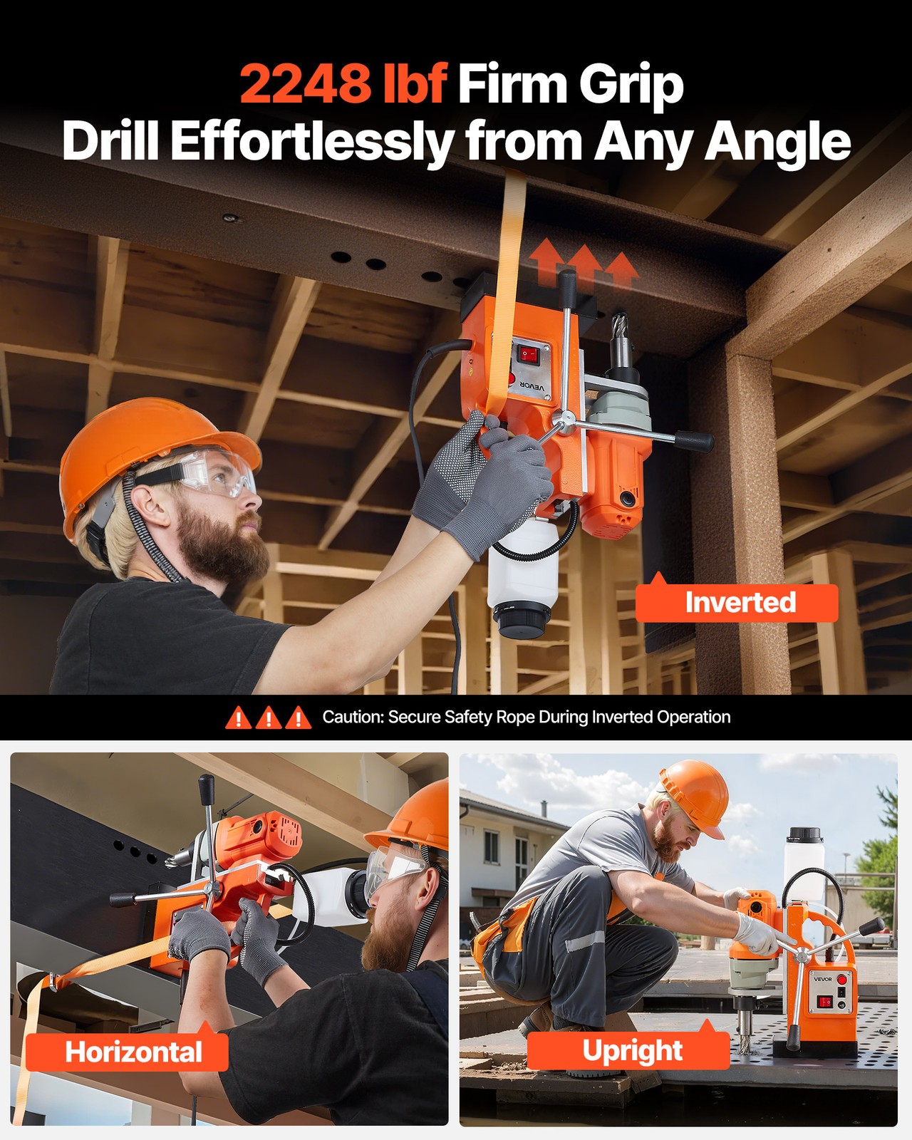 VEVOR Magnetic Drill Press Mag Drill Press 1200 W 1.5 in Boring Diameter 900 RPM