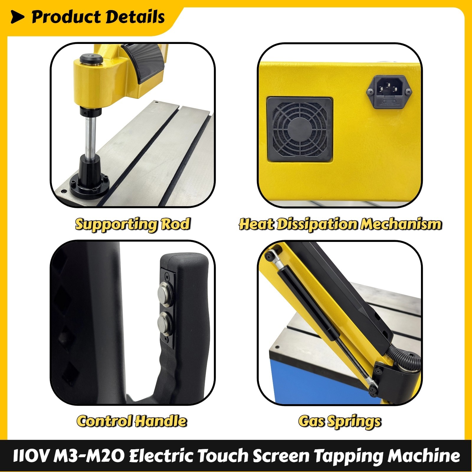 110V 1200W M3-M20 Universal 360˚ Electric Touch Screen Tapping Machine 1-500rpm