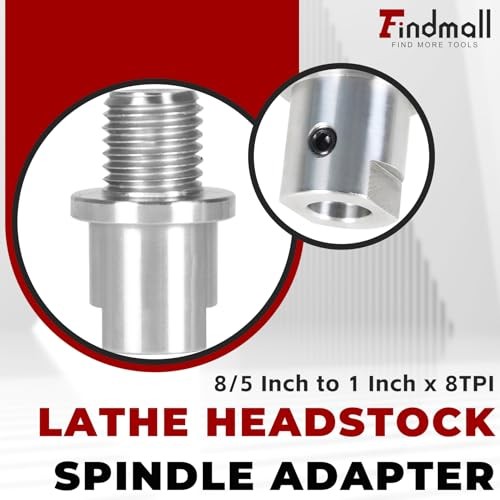 Lathe Headstock Spindle Adapter 5/8 in to 1 in x 8 TPI 45 Steel
