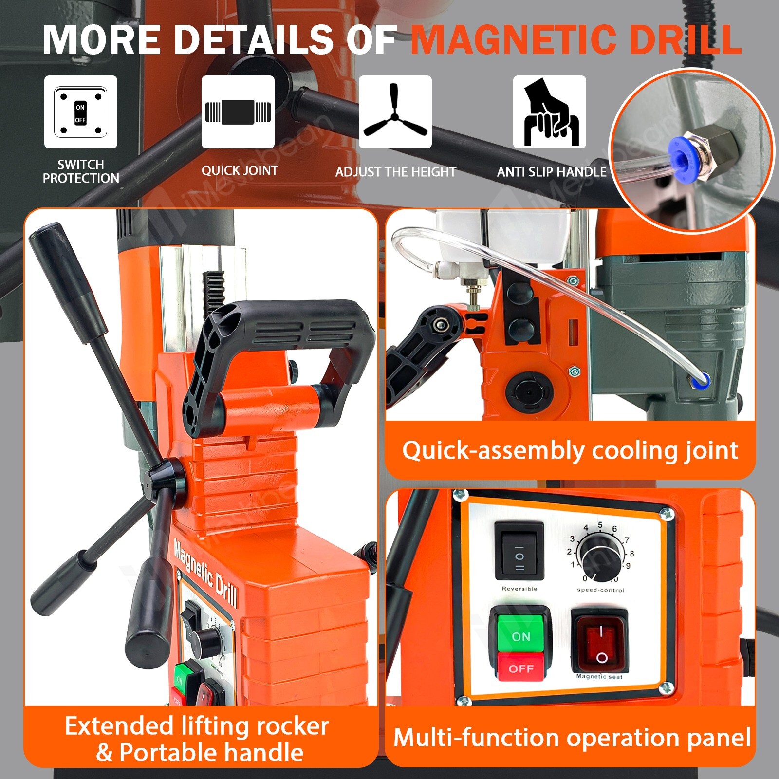 Magnetic Drill Press 1550W Coring/Tapping/Drilling Machine 13800N 760RPM 2″ Core