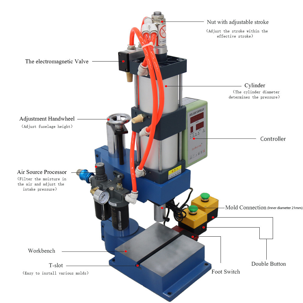 2205Lbs/1000kg 110V Pneumatic Punch Press Machine with controller Pressure 1 ton