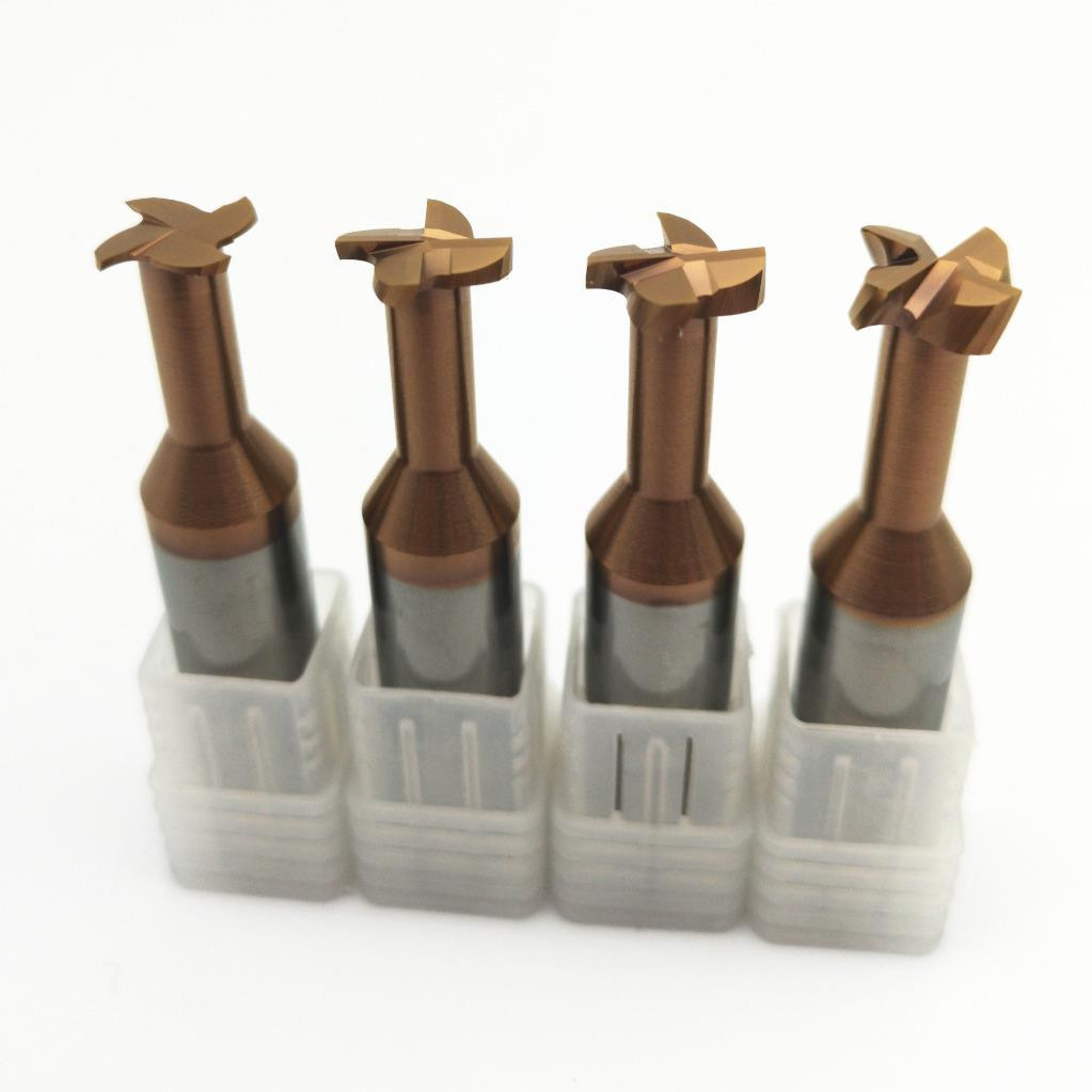 HRC60 TiCN Coated T Slot Keyseat End Milling Cutter Solid Carbide 7mm-12mm