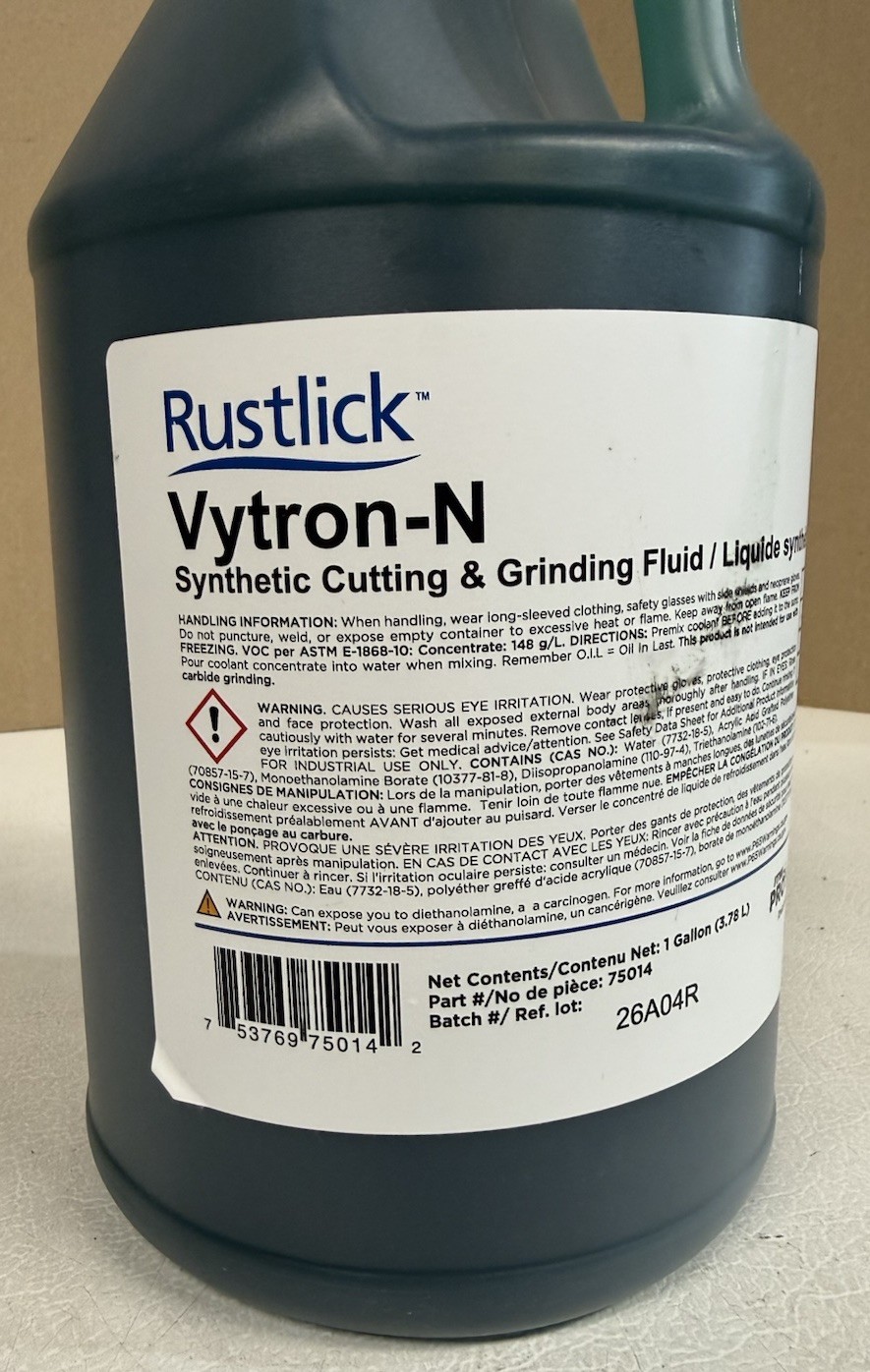 Rustlick 75014 1 Gallon Vytron-N Synthetic Coolant Cutting & Grinding Fluid