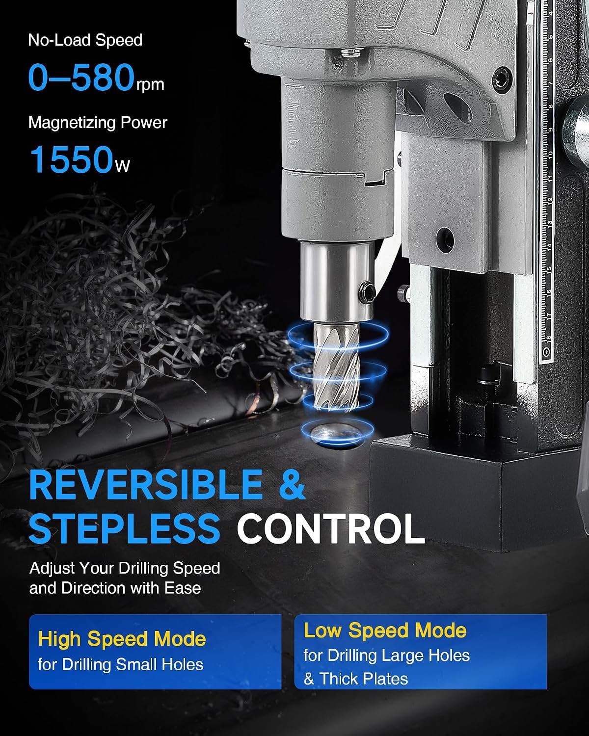 1550W Portable Mag Drill Press w/ Bit Set