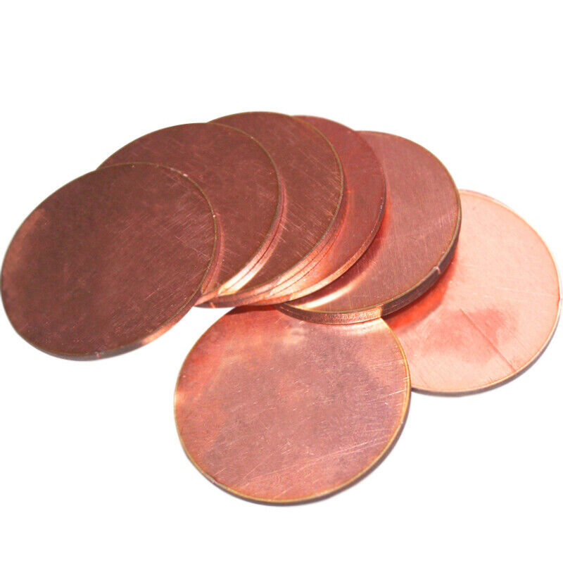 Solid Pure Copper Discs Blank Round Plate Metal Sheet 50-200mm OD 0.8-3mm Thick