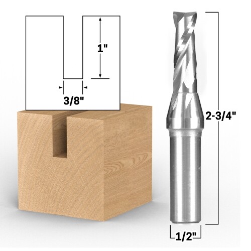 3/8″ Dia. 2 Flute Upcut Spiral End Mill CNC Router Bit 1/2″ Shank – Yonico 31249