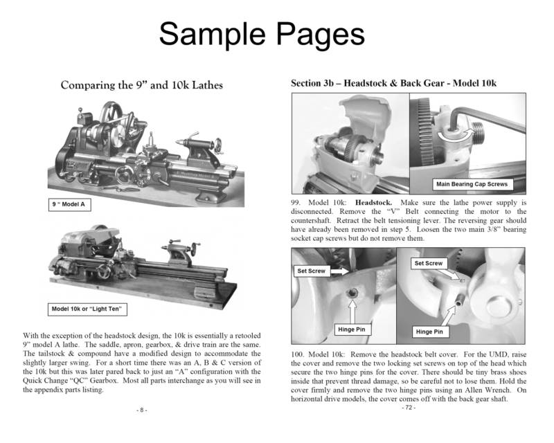 Rebuild Manual for South Bend Lathe 9″ Model A, B & C plus model 10k “light 10”