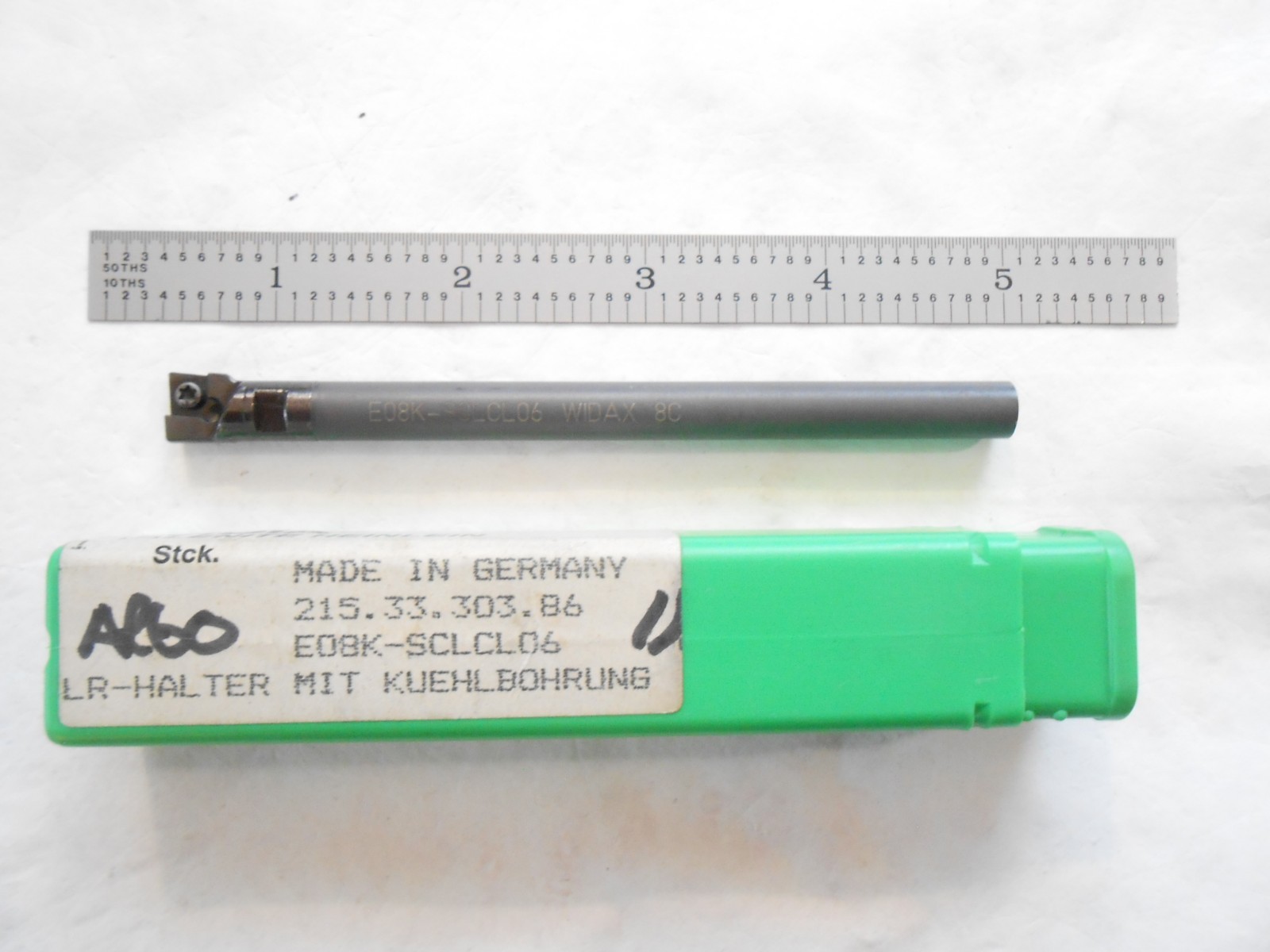 NEW WIDIA E08K-SCLCL06 CARBIDE L.H. BORING BAR 8MM SHANK X 115MM OAL COOL-THRU