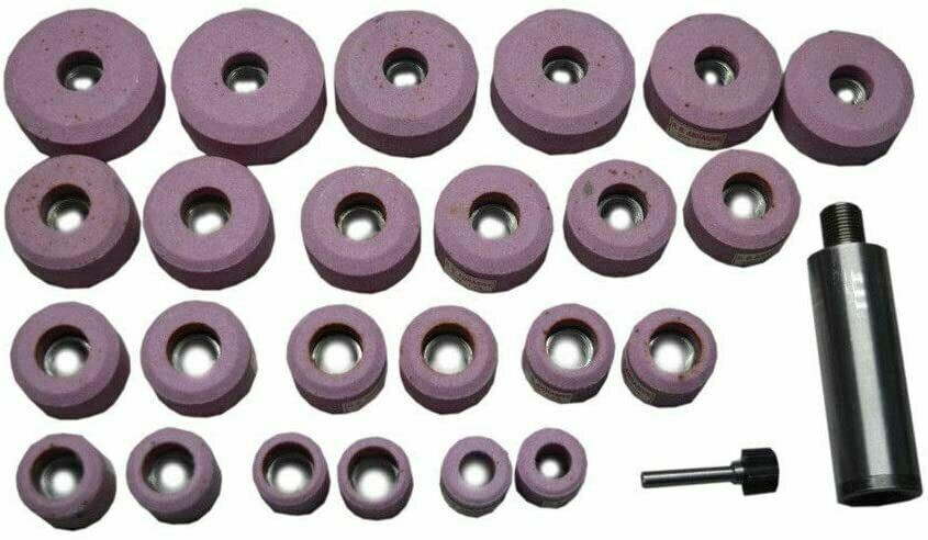 B&D VALVE SEAT PINK GRINDING WHEELS SET 20 PCS STONE HOLDER HEX DRIVE 9/16″