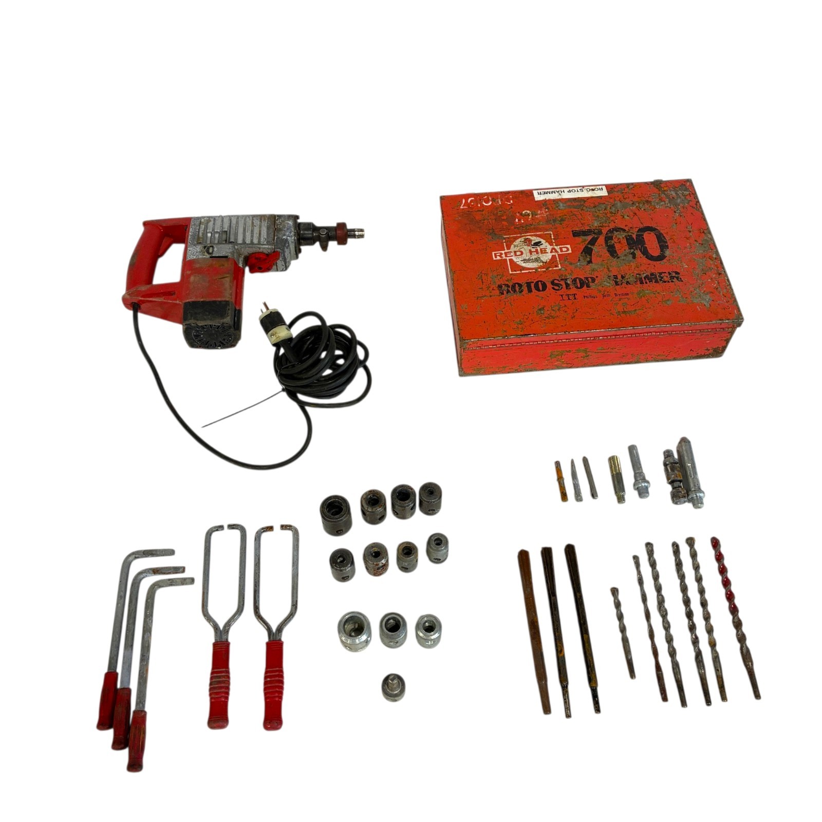 Red Head Model 700 Roto Stop Hammer Kit w/ Metal Case Bits Adapters Anchors