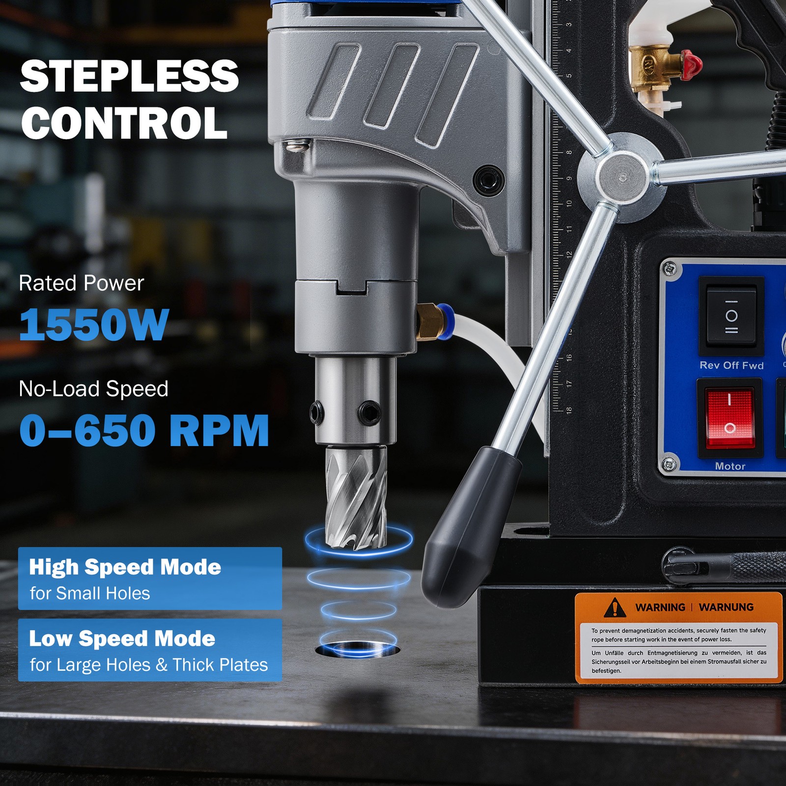 ZELCAN 1550W Magnetic Drill w. 11 Bits Forward/Reverse Drilling Portable US
