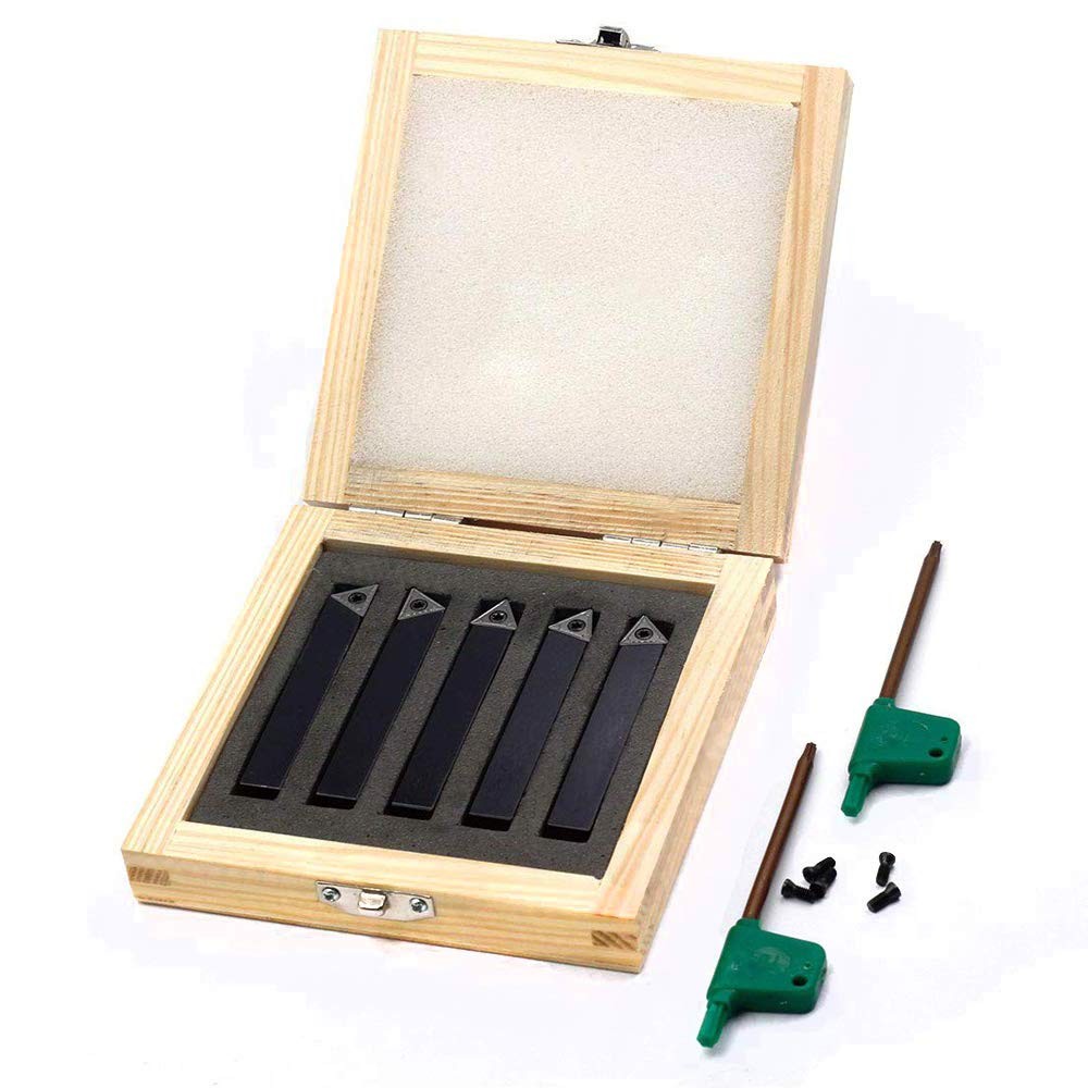 5 PCS 3/8 Inch Mini Indexable Carbide Lathe Turning Tool Holder Inserts Bits