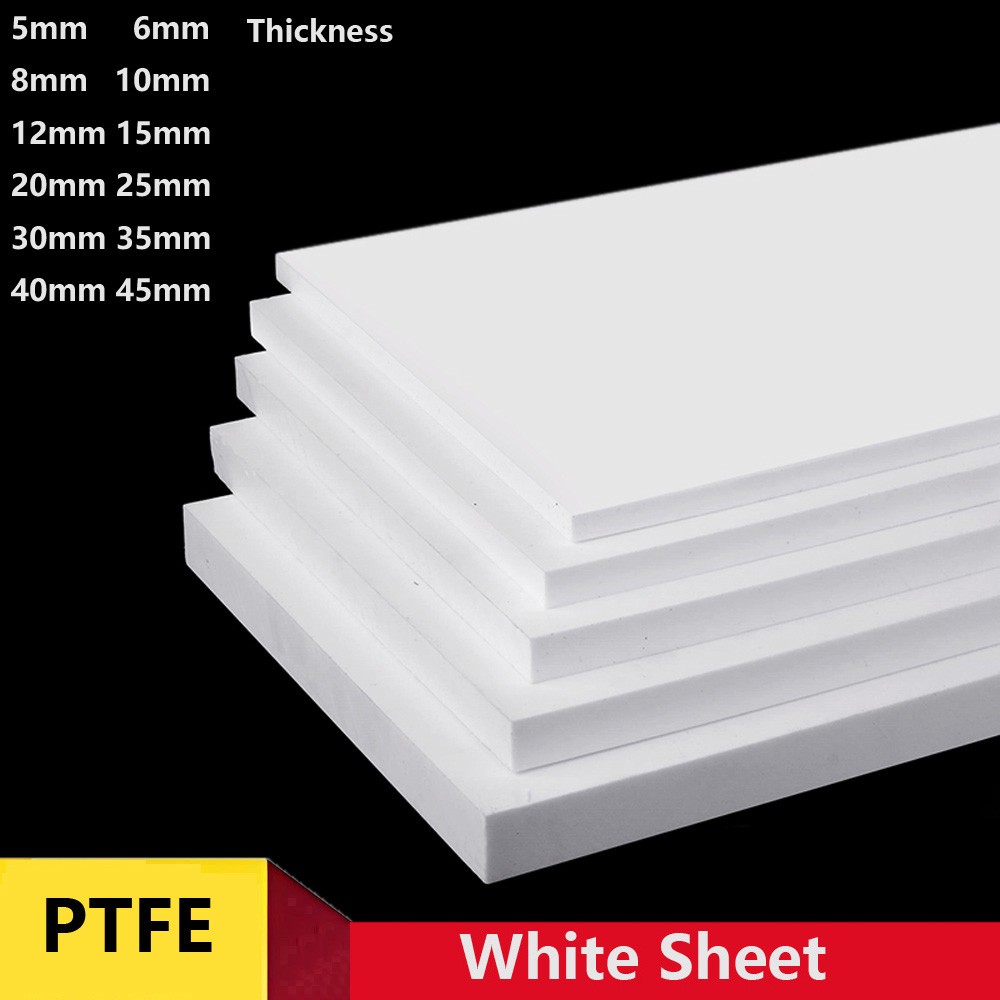 PTFE White Sheet 5mm 6mm 8mm 10mm to 45mm Thick Various Rectangular Strip sizes