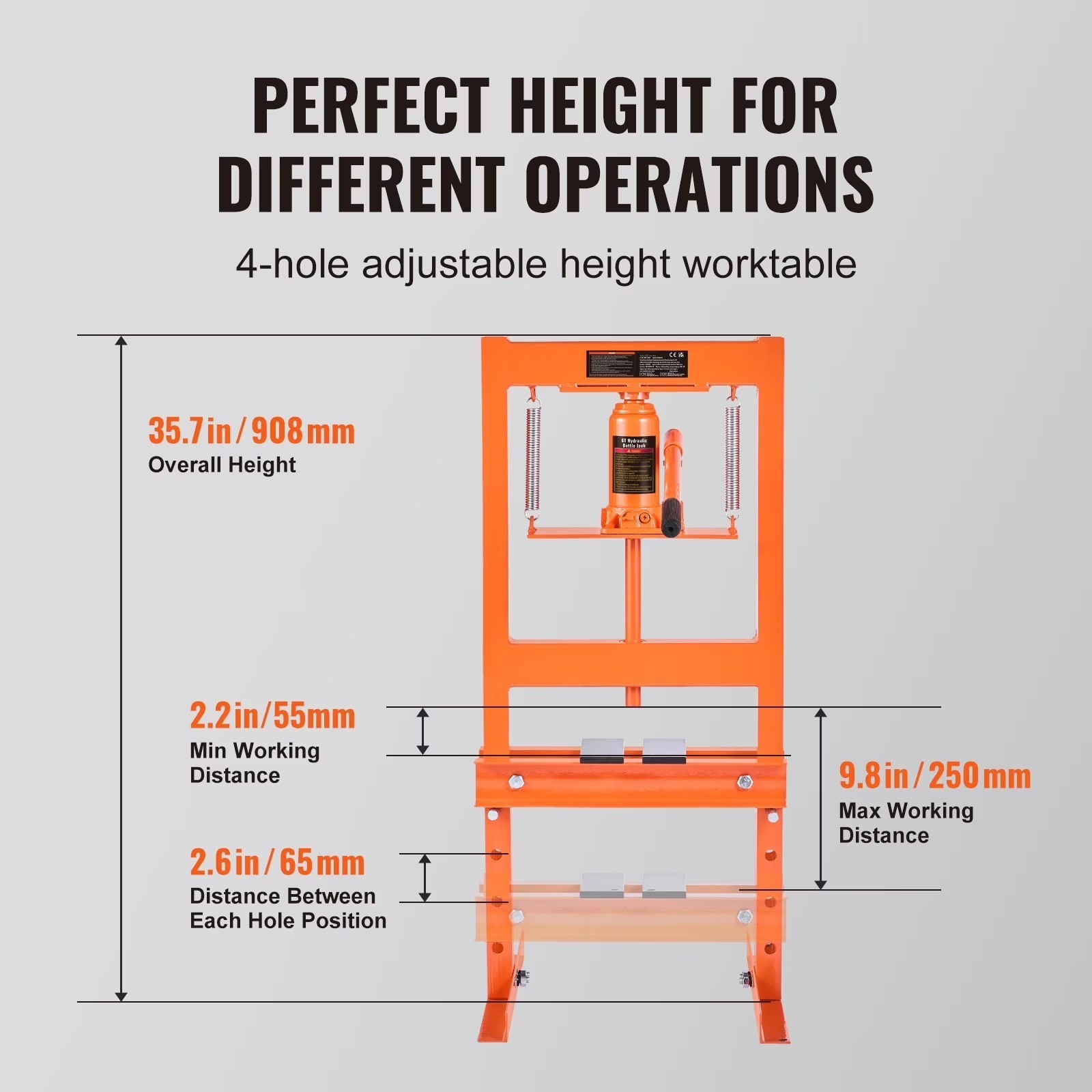 Hydraulic Workshop Press, 6 Ton H-Frame Hydraulic Mechanic’s Floor Press