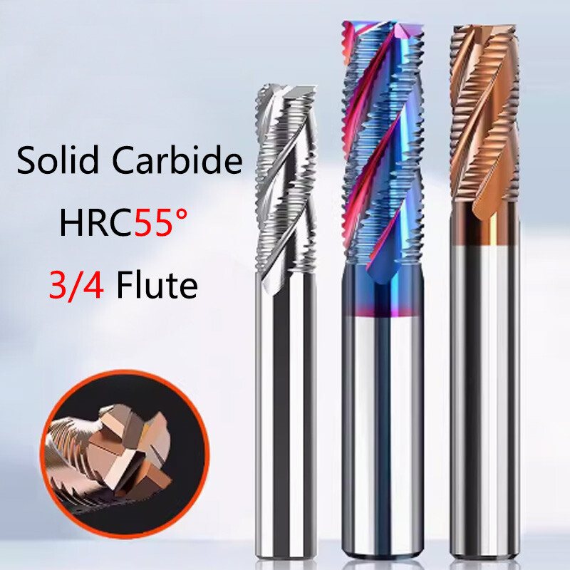 Solid Carbide Roughing End Mill 55° 3/4 Flute For Steel,Aluminum,Stainless Steel