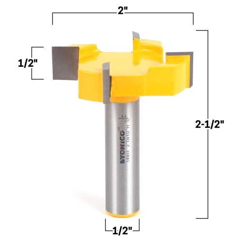 2″ Diameter Spoilboard Surfacing Router Bit – 1/2″ Shank – Yonico 14903