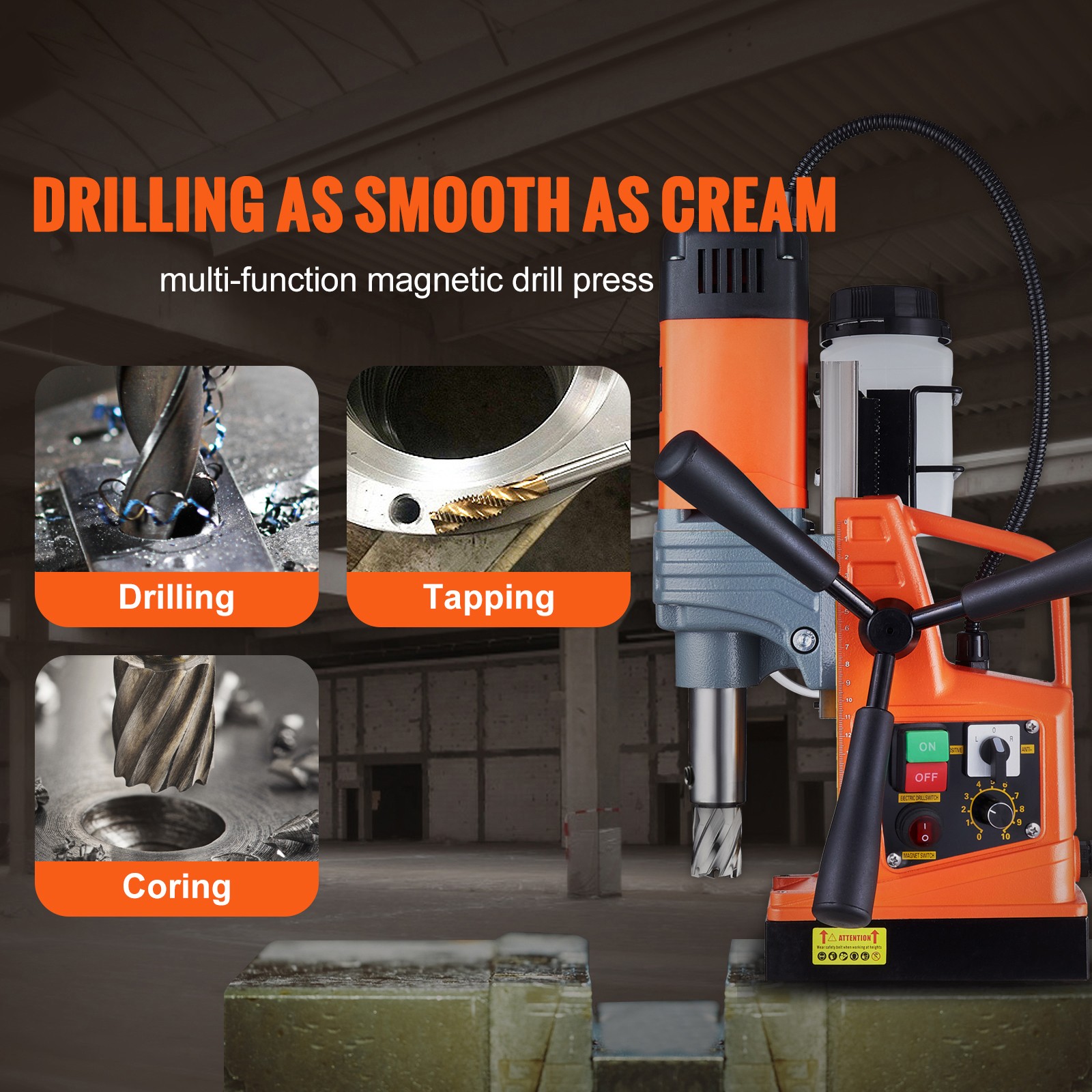 VEVOR Magnetic Drill 1300/1400/1550W 2922lbf/13000N Portable Mag Drill Press