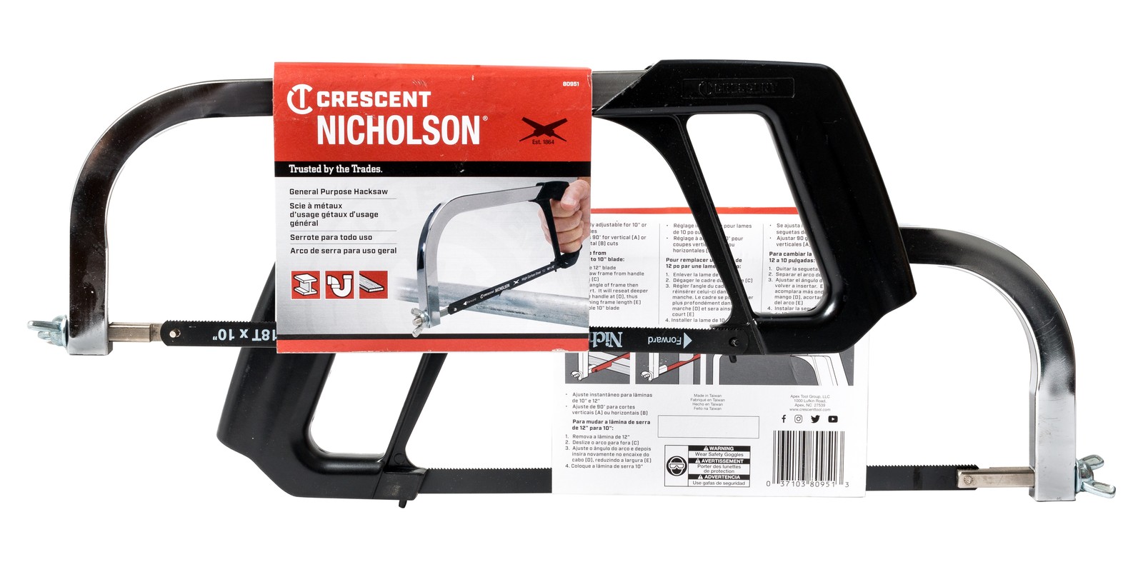 Crescent Nicholson General Purpose Hacksaw 10 In-12 In Blades Model Number 80951