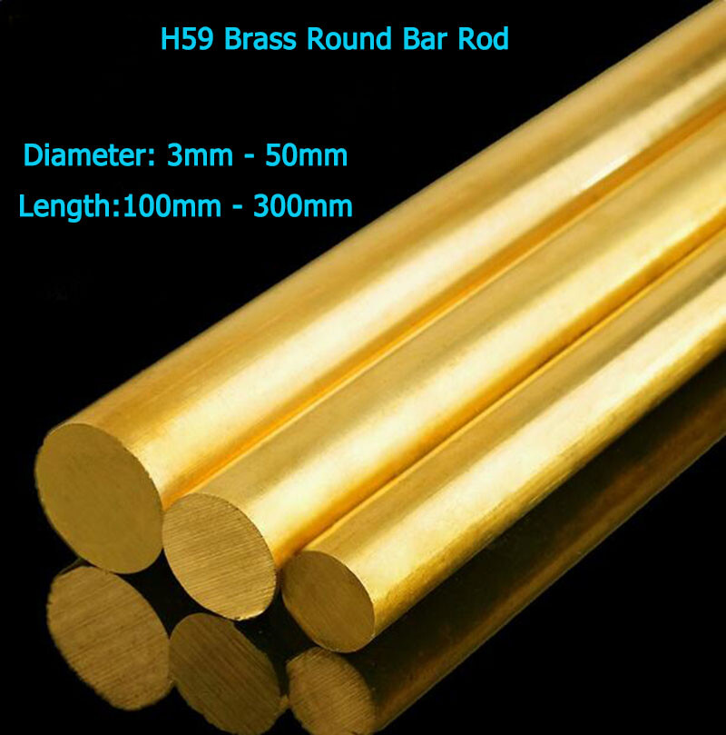 3mm-50mm Dia H59 Brass Round Bar Rod For DIY Handle Length Material 100mm-300mm