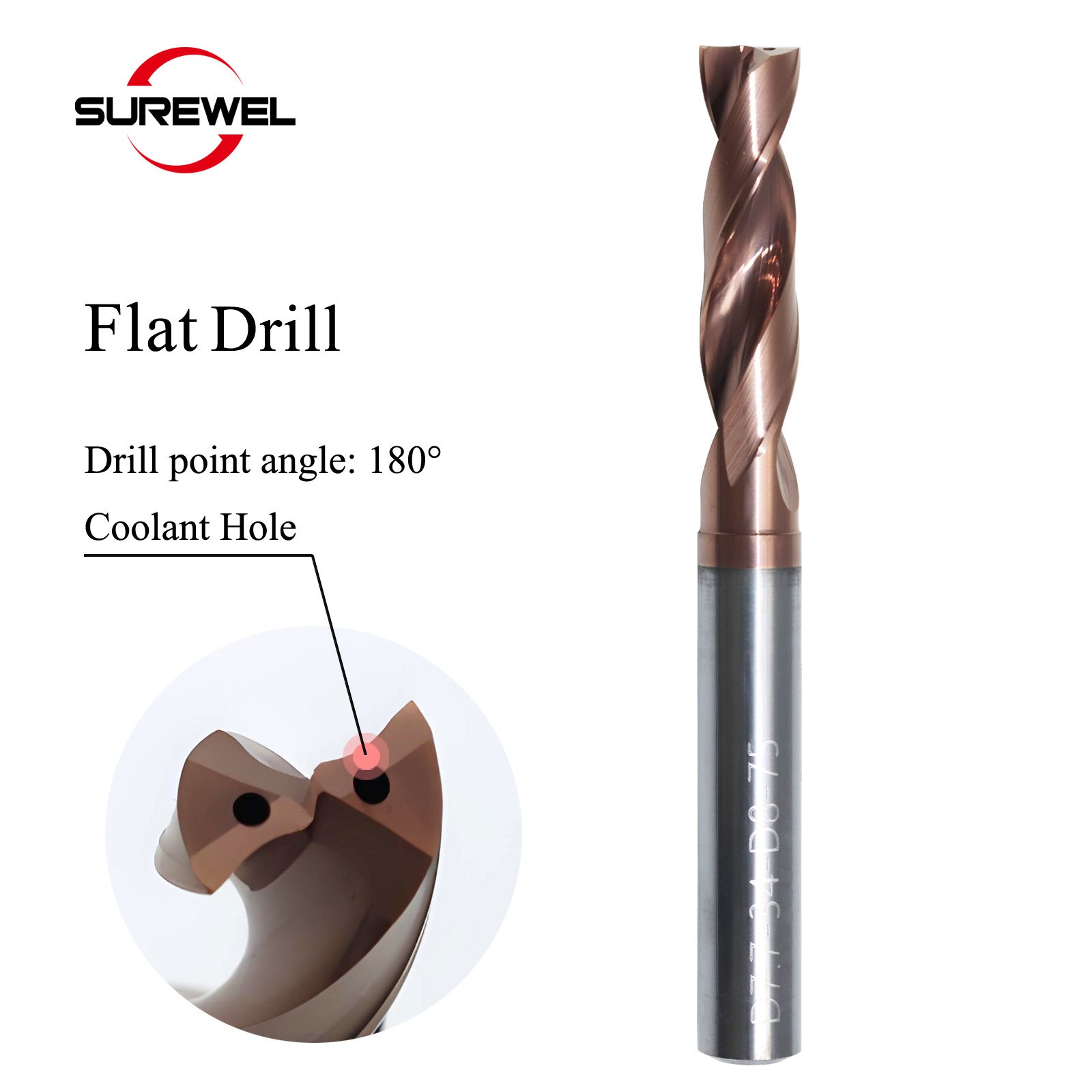 Coolant Hole Coated Solid Flat Bottom Drill 3mm-14mm Twist whit Stainless steel